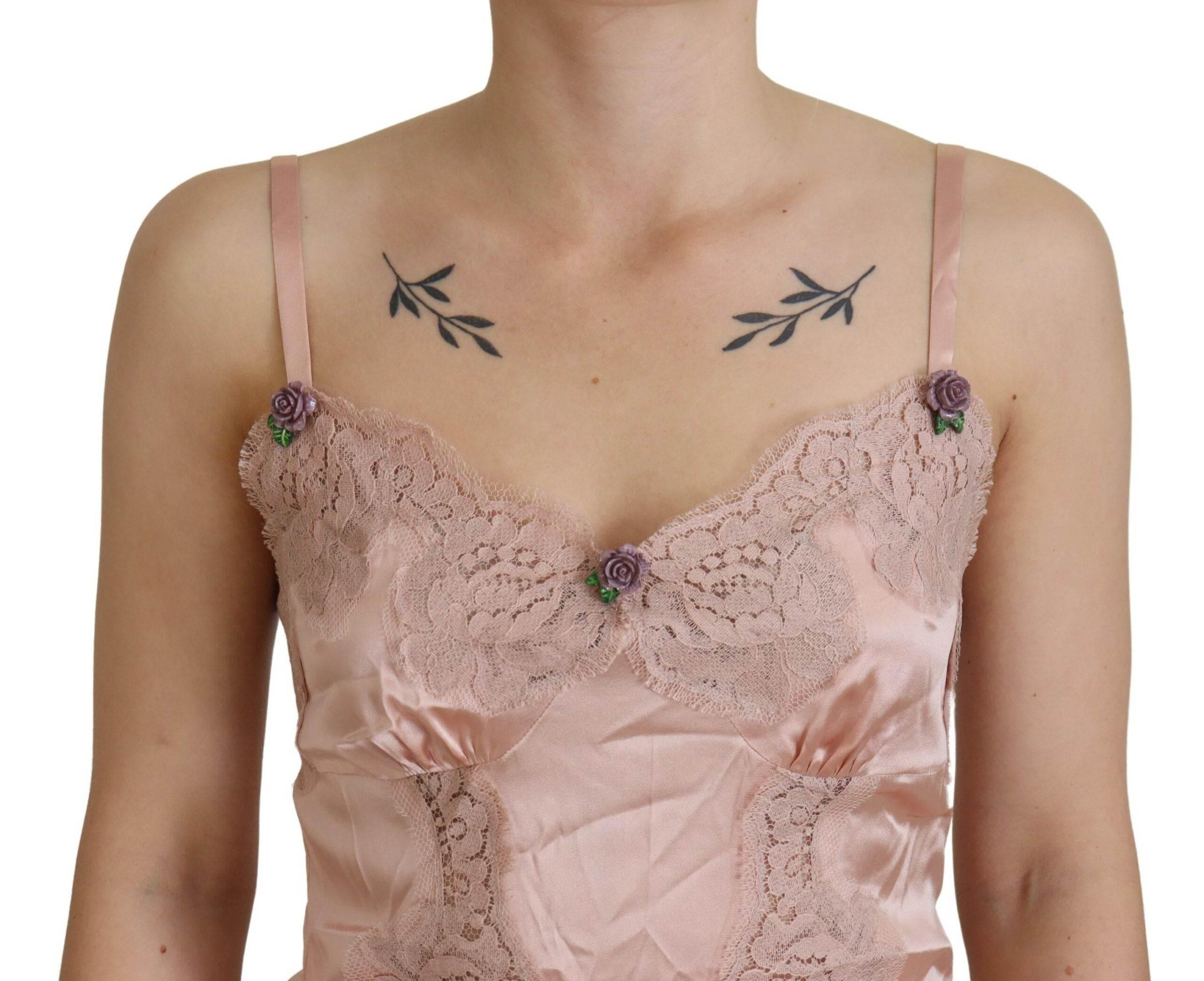 Dolce & Gabbana Elegant Pink Silk Lingerie Top - Hilstor