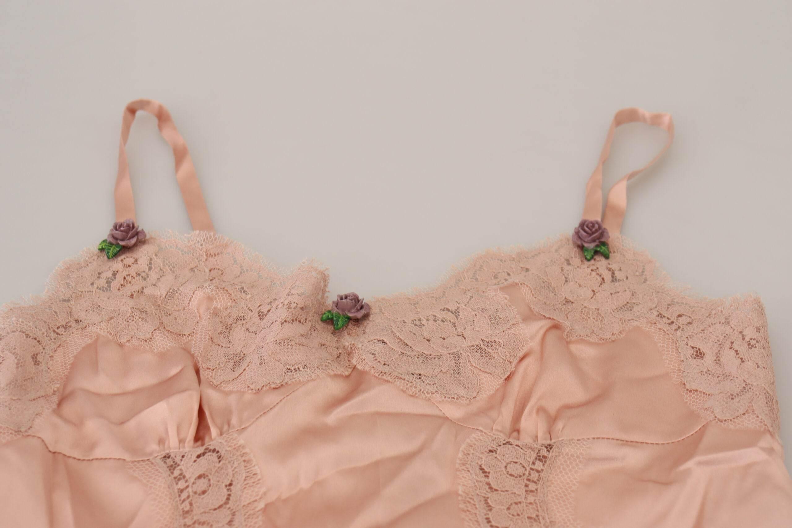 Dolce & Gabbana Elegant Pink Silk Lingerie Top - Hilstor
