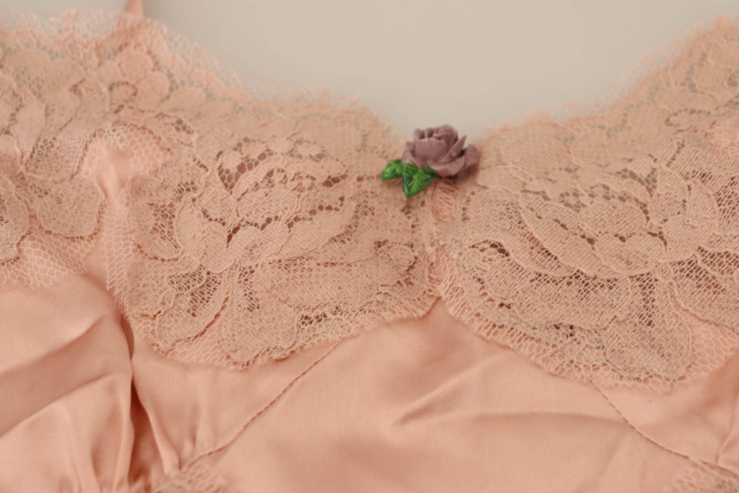 Dolce & Gabbana Elegant Pink Silk Lingerie Top - Hilstor