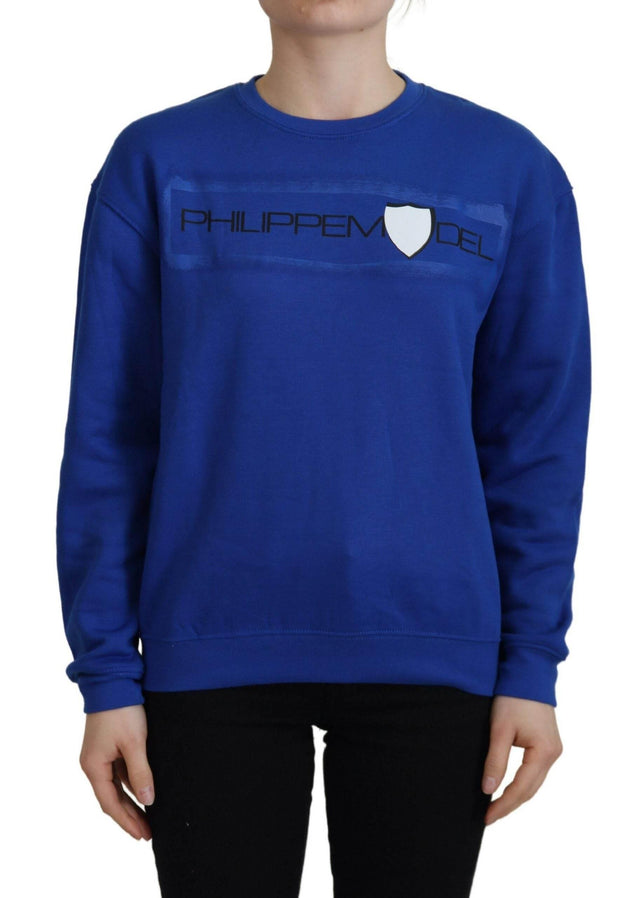 Philippe Model Chic Blue Printed Long Sleeve Pullover Sweater - Hilstor