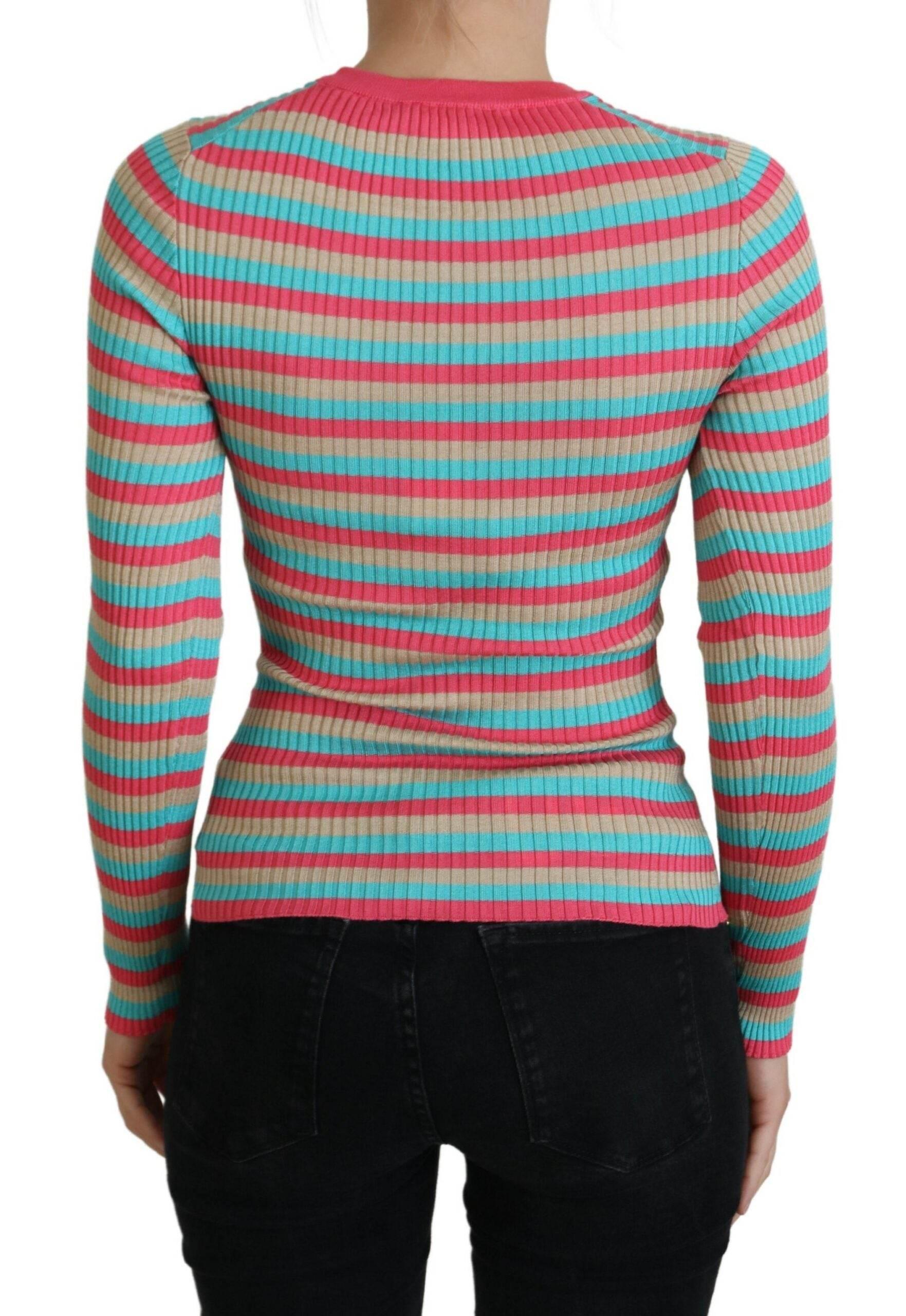 Dolce & Gabbana Multicolor Crewneck Pullover Silk Sweater - Hilstor