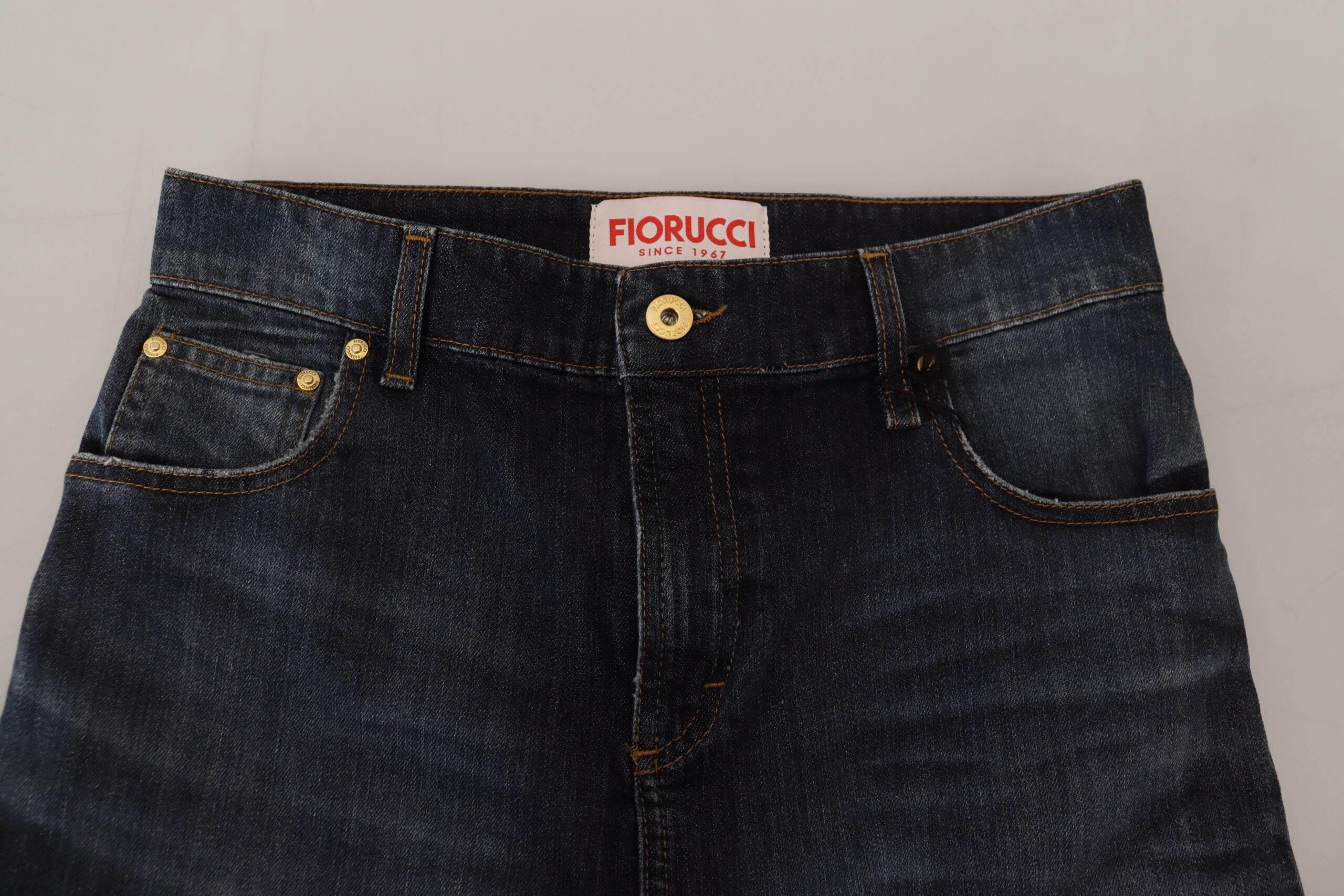 Fiorucci Chic Mid Waist Dark Blue Denim Skirt - Hilstor