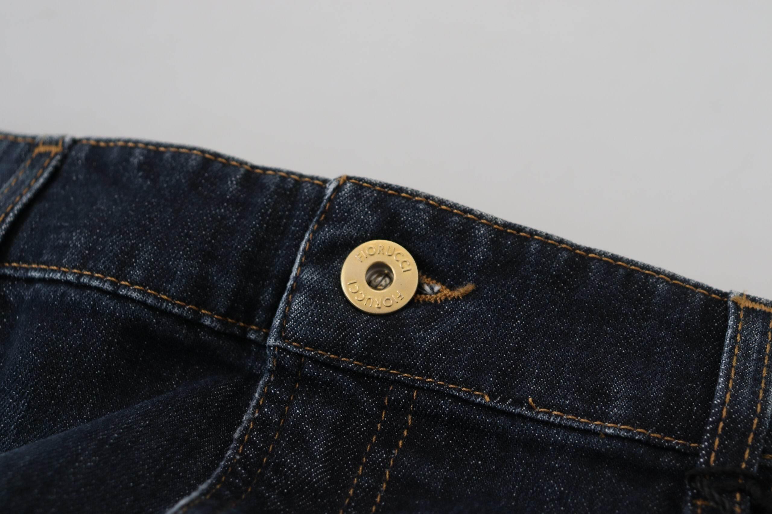 Fiorucci Chic Mid Waist Dark Blue Denim Skirt - Hilstor
