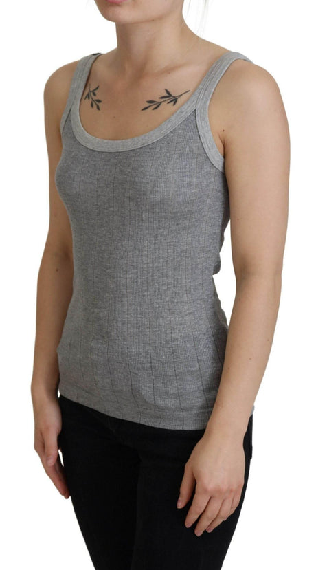 Dolce & Gabbana Gray Cotton Modal Canotta Tank Top T-shirt - Hilstor