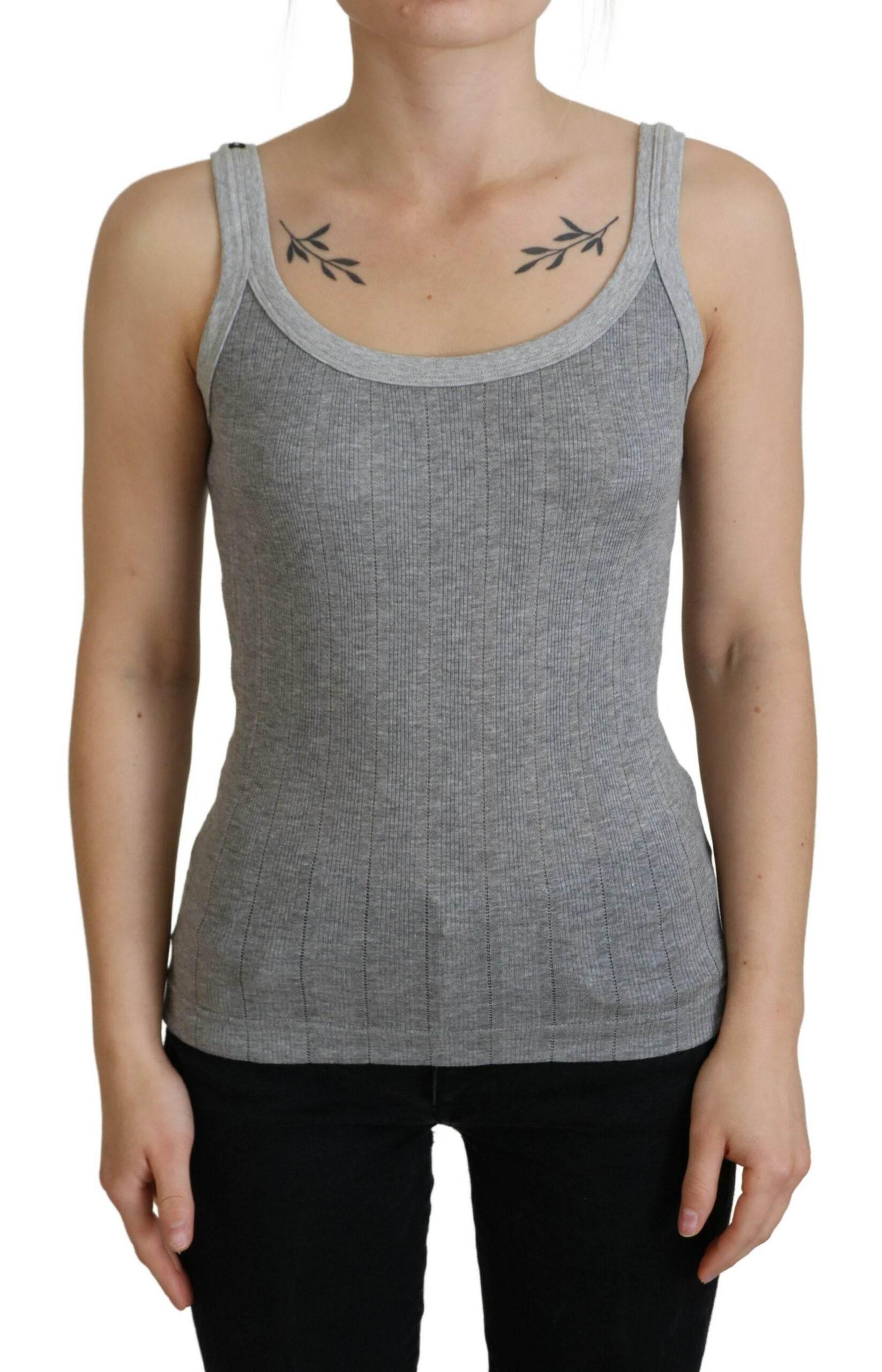 Dolce & Gabbana Gray Cotton Modal Canotta Tank Top T-shirt - Hilstor