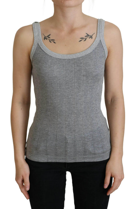 Dolce & Gabbana Gray Cotton Modal Canotta Tank Top T-shirt - Hilstor