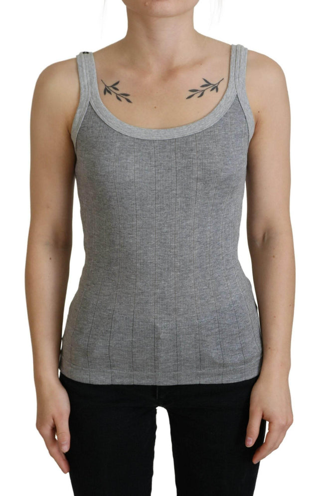 Dolce & Gabbana Gray Cotton Modal Canotta Tank Top T-shirt - Hilstor