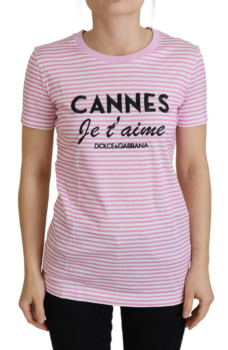 Dolce & Gabbana White Pink CANNES Exclusive T-shirt - Hilstor