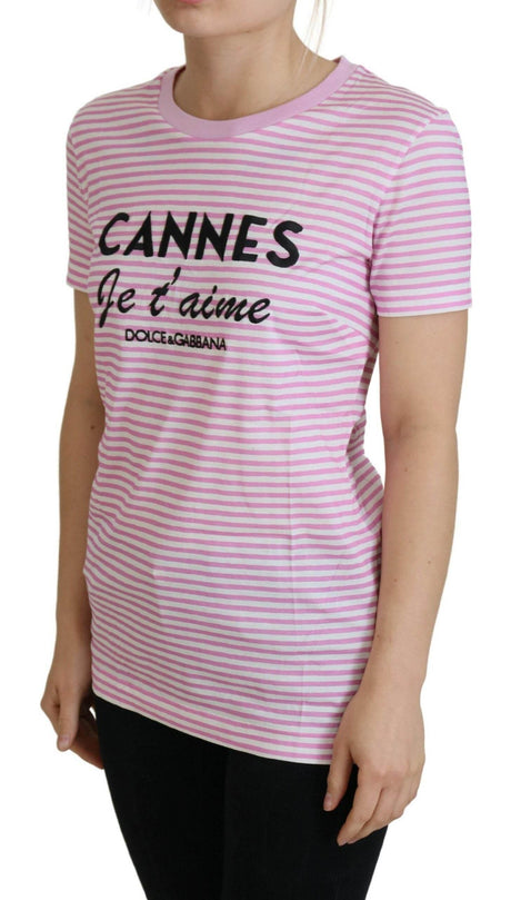 Dolce & Gabbana White Pink CANNES Exclusive T-shirt - Hilstor