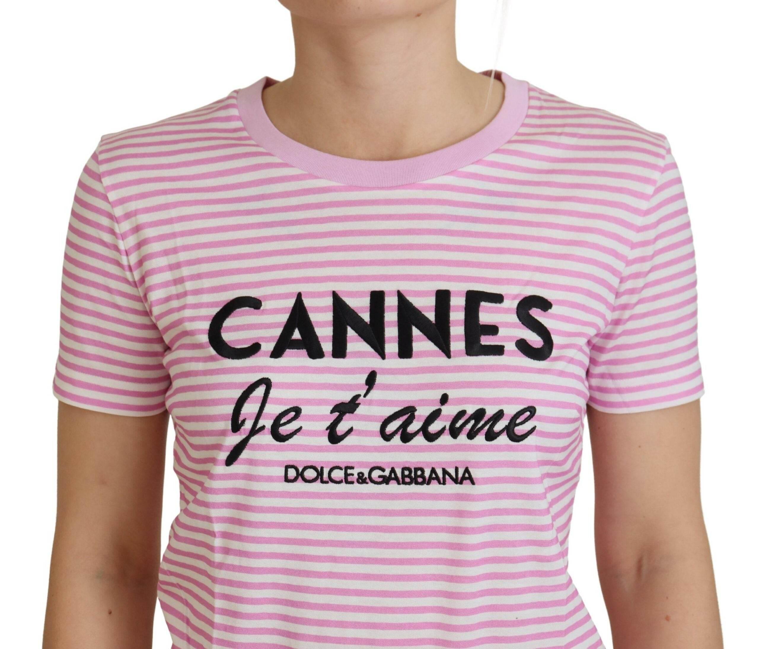 Dolce & Gabbana White Pink CANNES Exclusive T-shirt - Hilstor
