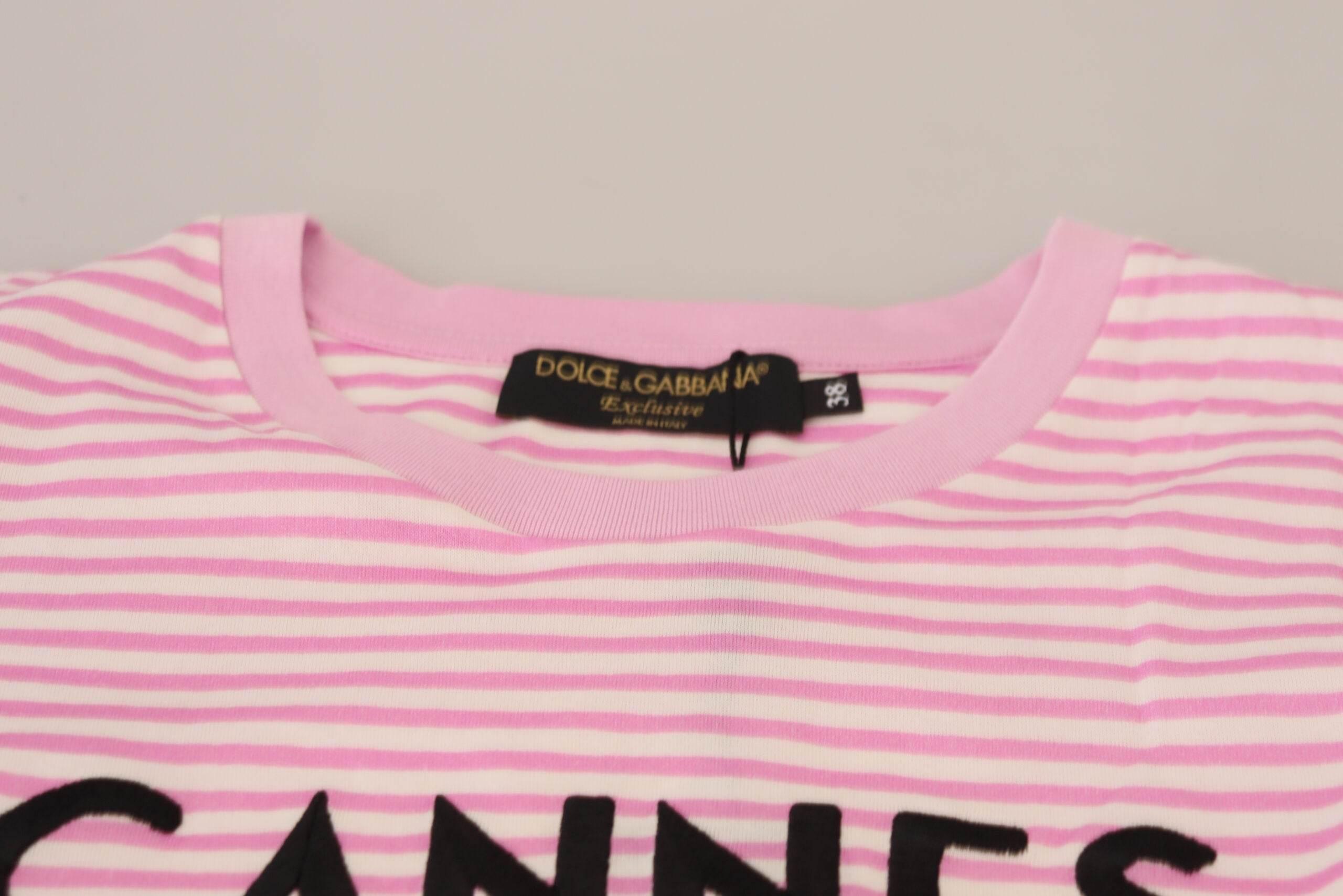 Dolce & Gabbana White Pink CANNES Exclusive T-shirt - Hilstor