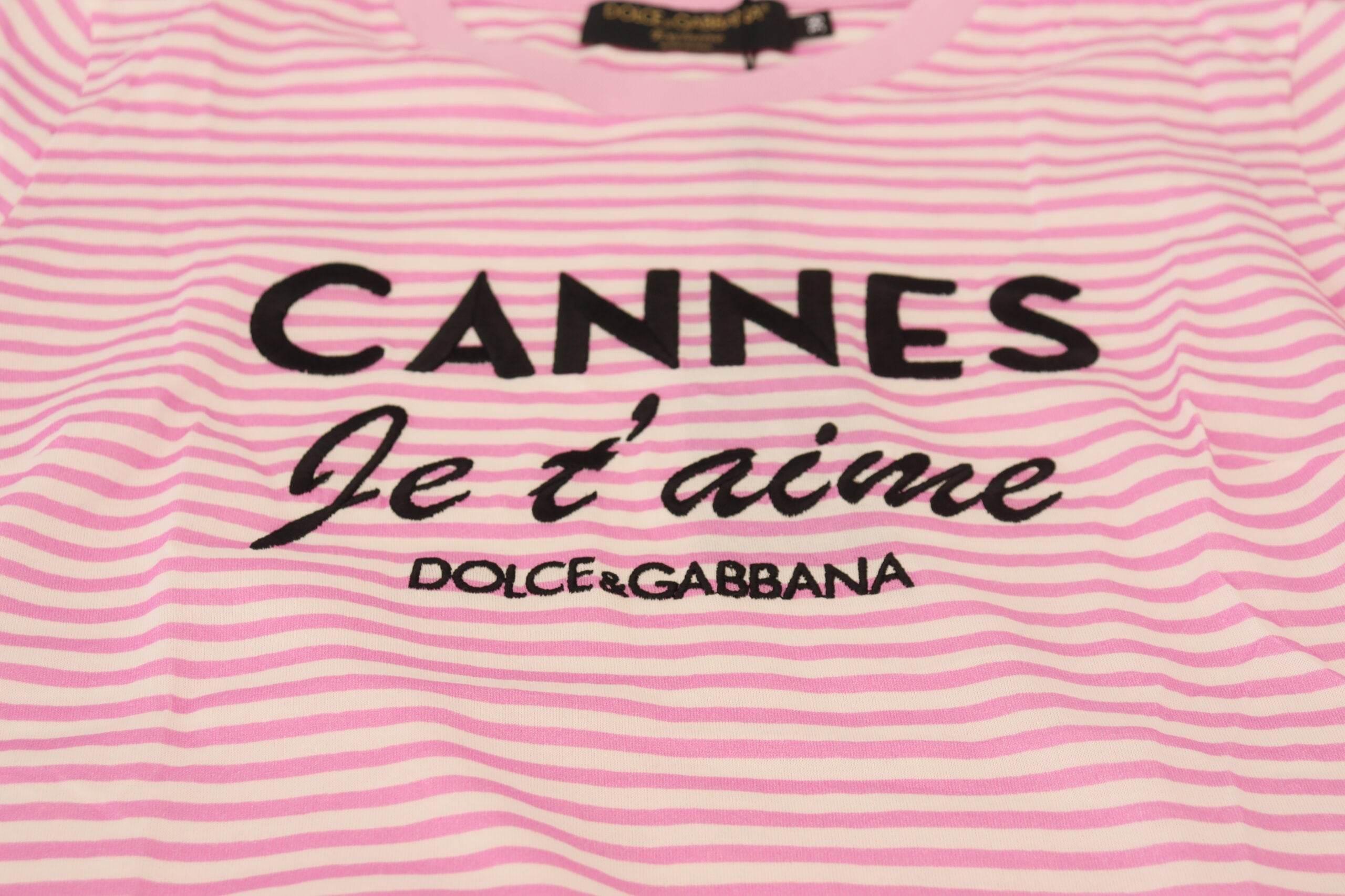 Dolce & Gabbana White Pink CANNES Exclusive T-shirt - Hilstor