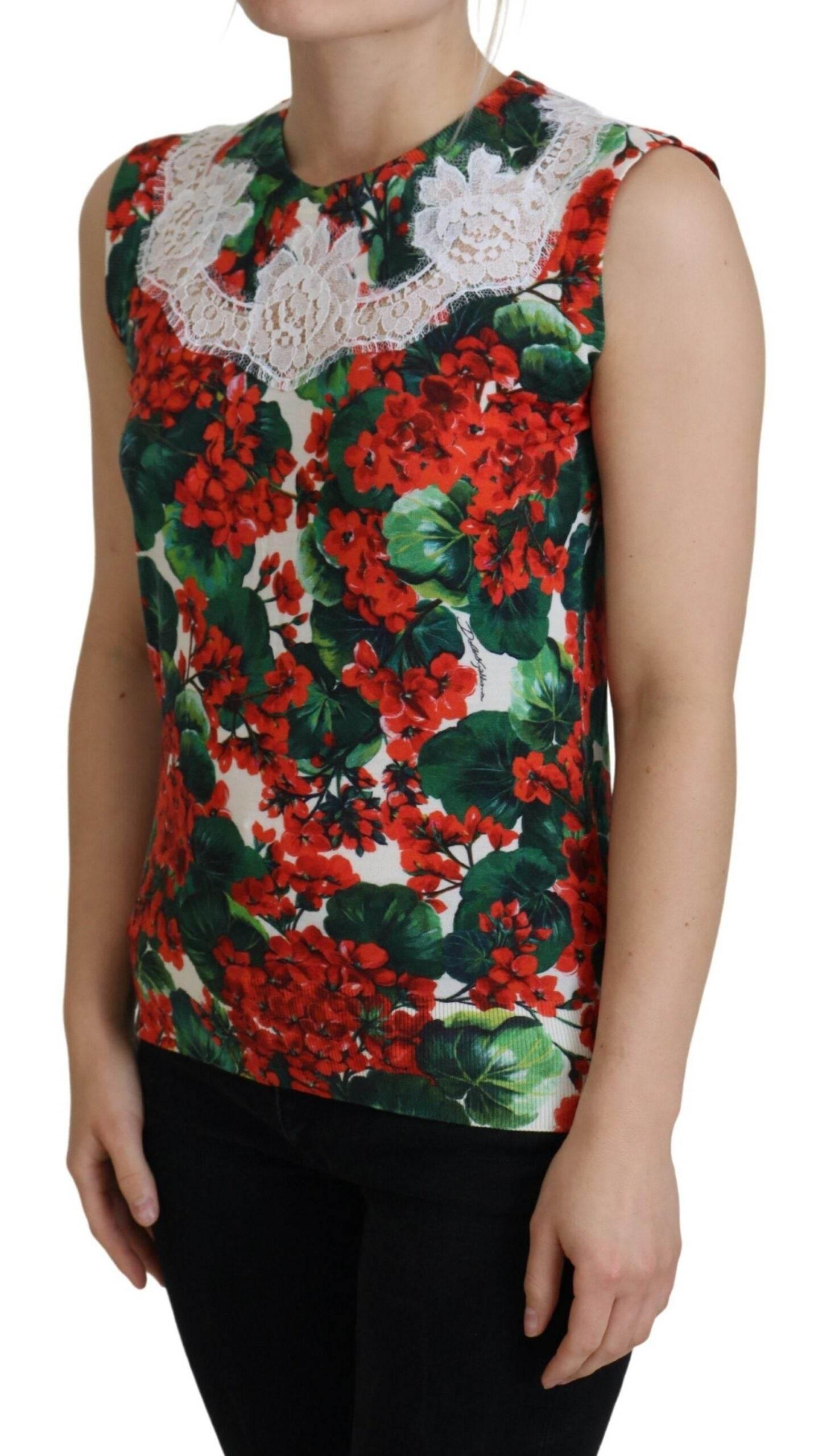 Dolce & Gabbana White Floral Wool Lace Vest Tank Top - Hilstor