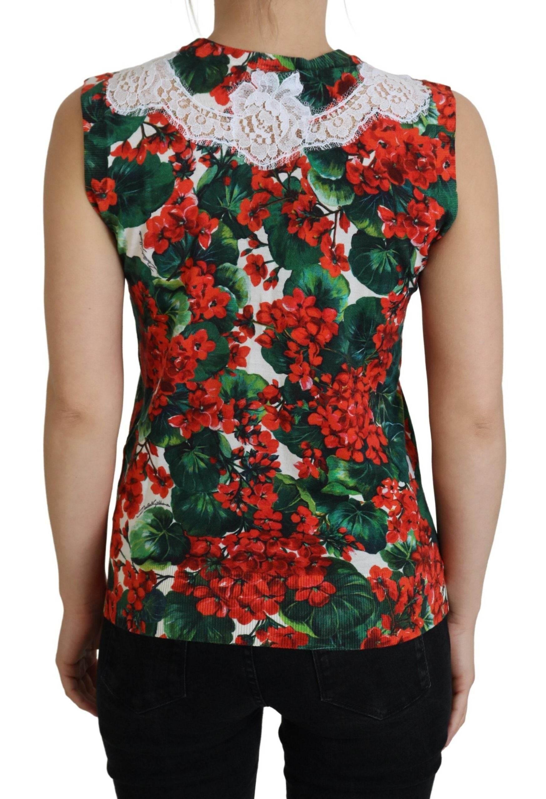 Dolce & Gabbana White Floral Wool Lace Vest Tank Top - Hilstor