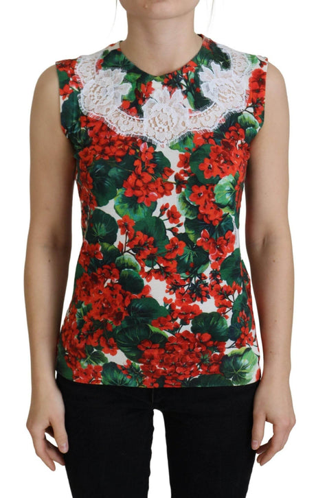 Dolce & Gabbana White Floral Wool Lace Vest Tank Top - Hilstor