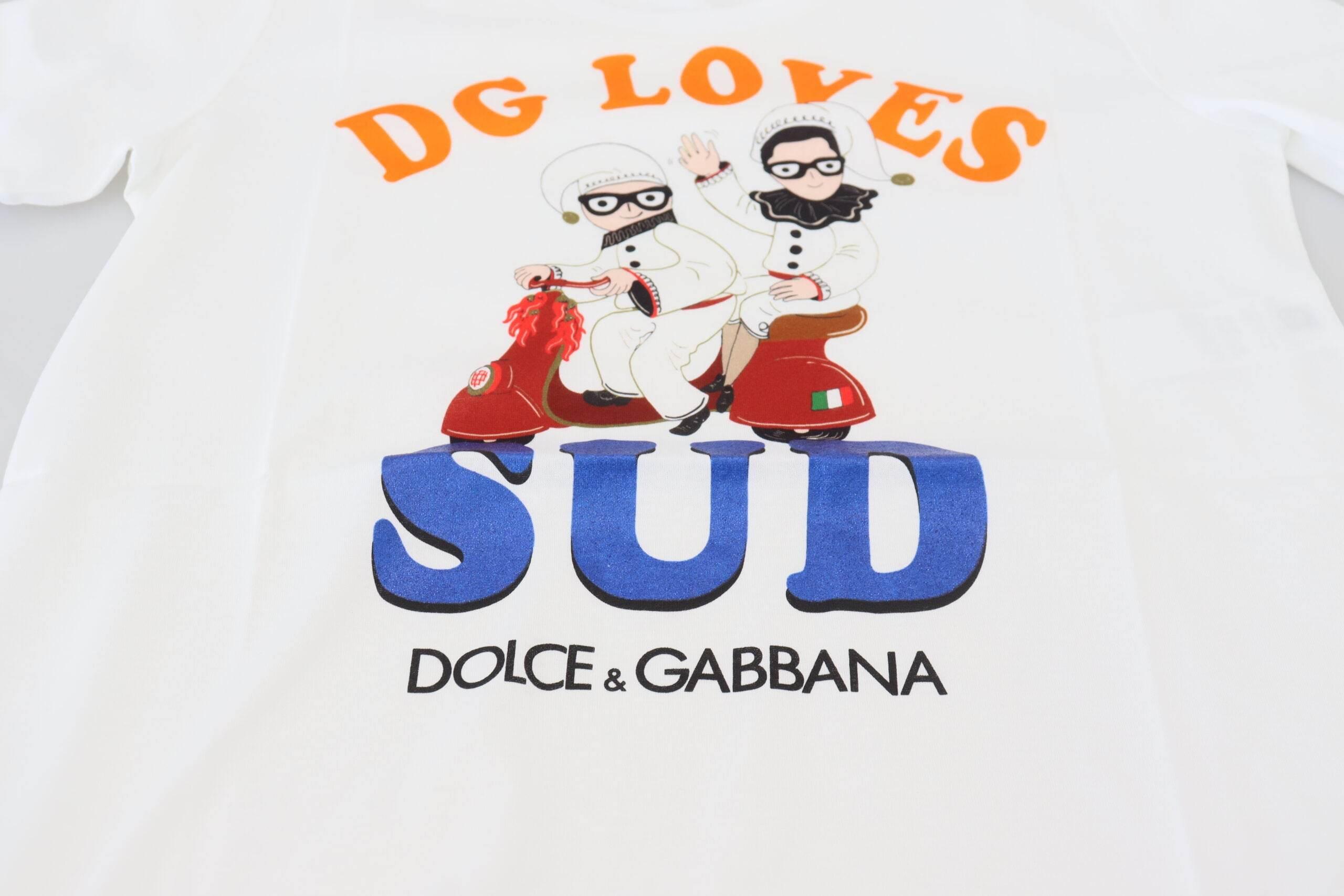 Dolce & Gabbana Elegant White Crew Neck Tee with Colorful Print - Hilstor