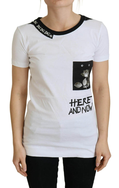 Dolce & Gabbana Chic Monochrome 'Here and Now' Cotton Tee - Hilstor