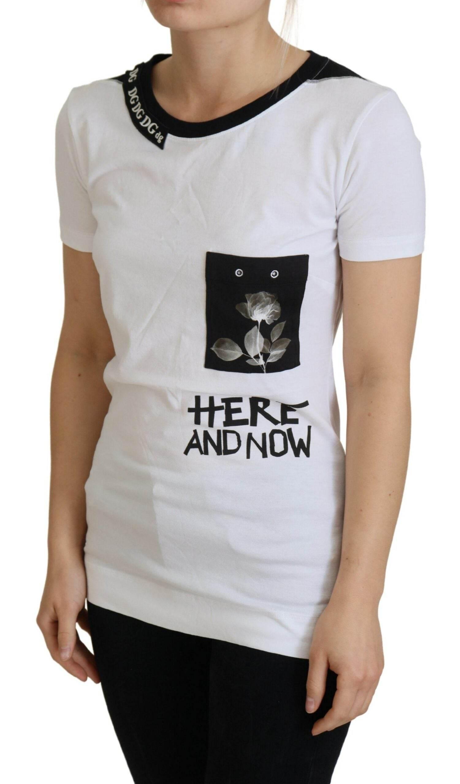 Dolce & Gabbana Chic Monochrome 'Here and Now' Cotton Tee - Hilstor