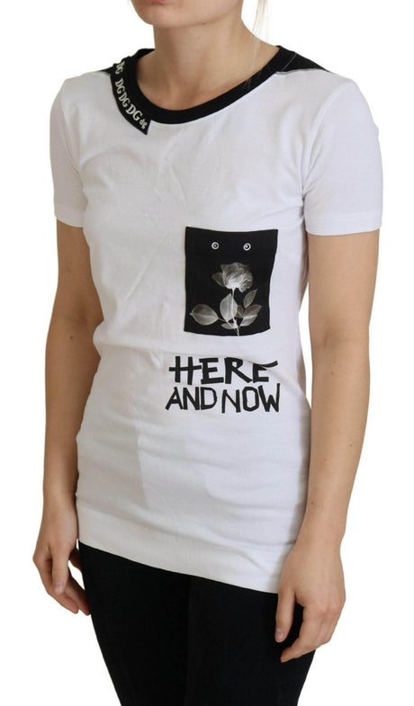 Dolce & Gabbana Chic Monochrome 'Here and Now' Cotton Tee - Hilstor