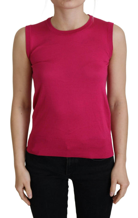 Dolce & Gabbana Chic Pink Silk Sleeveless Tank Top Vest - Hilstor