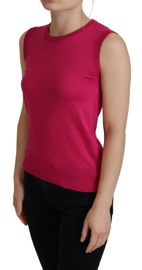 Dolce & Gabbana Chic Pink Silk Sleeveless Tank Top Vest - Hilstor