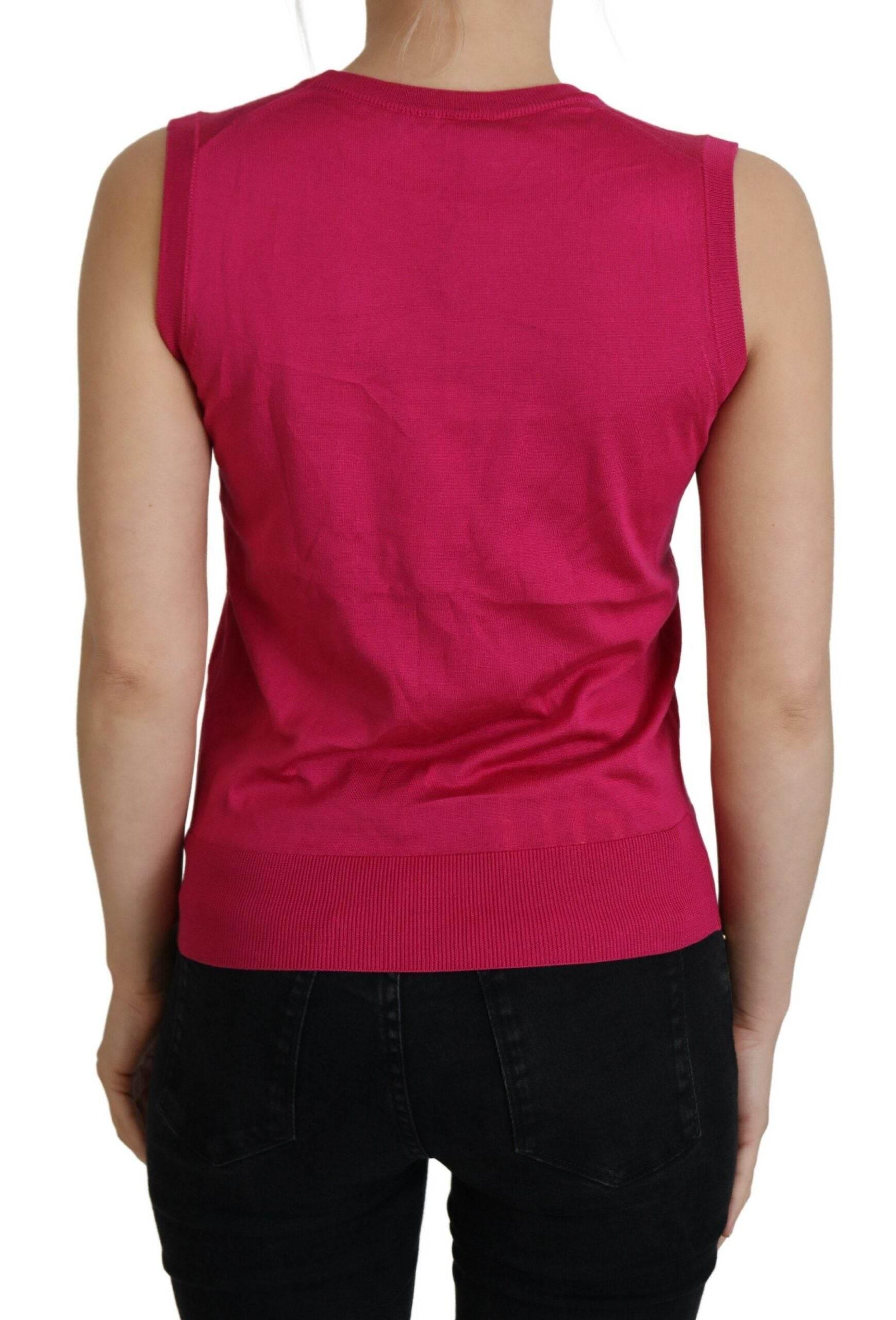 Dolce & Gabbana Chic Pink Silk Sleeveless Tank Top Vest - Hilstor