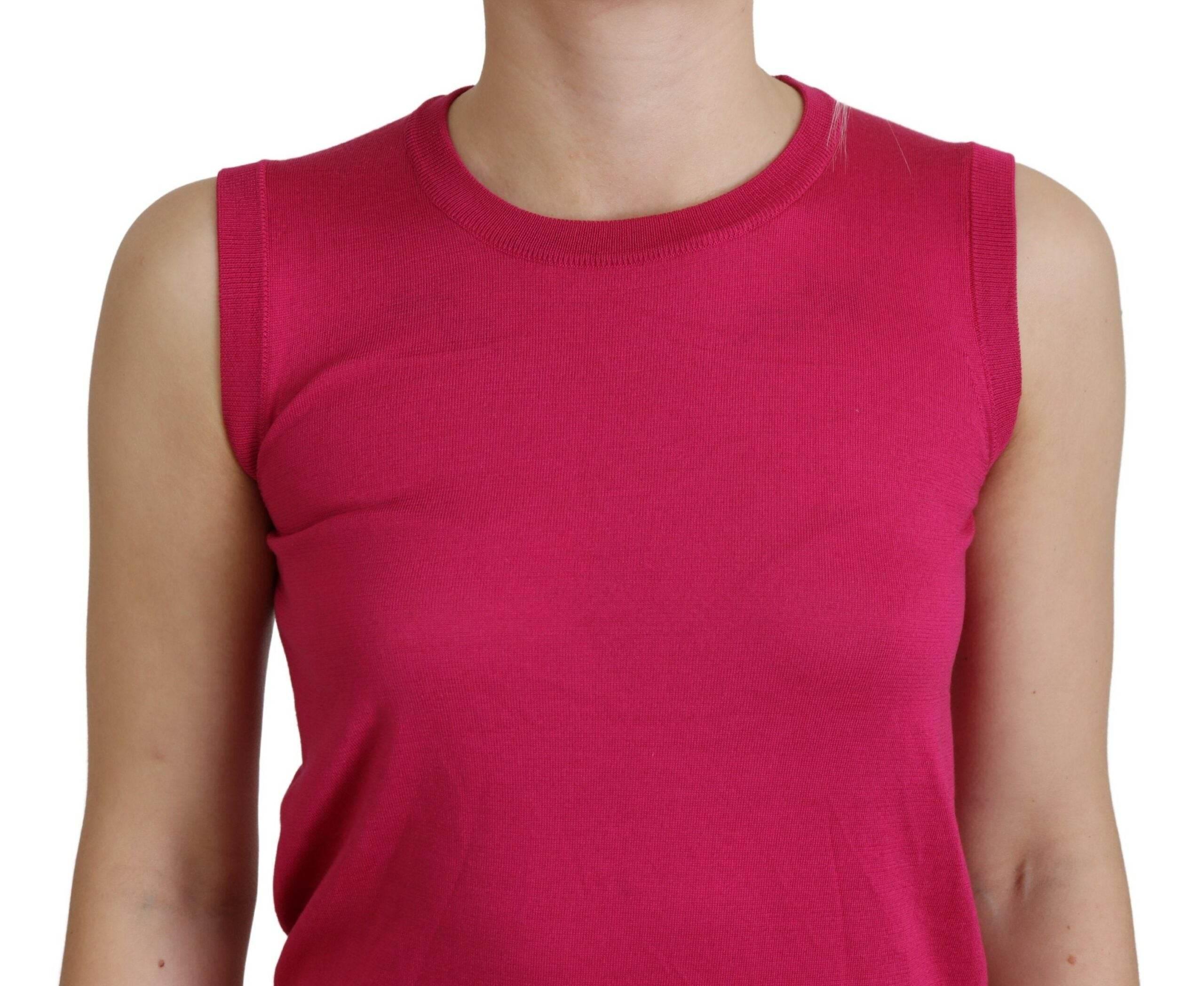 Dolce & Gabbana Chic Pink Silk Sleeveless Tank Top Vest - Hilstor