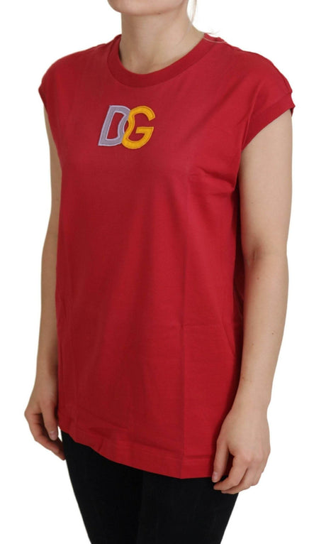 Dolce & Gabbana Elegant Red Sleeveless Cotton Tank Top - Hilstor