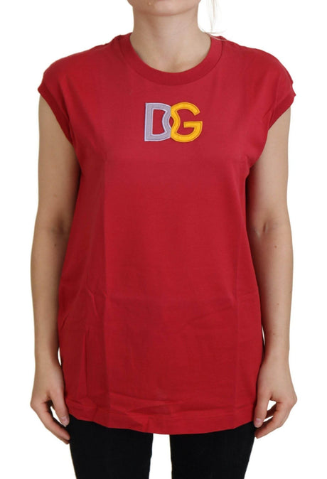 Dolce & Gabbana Elegant Red Sleeveless Cotton Tank Top - Hilstor