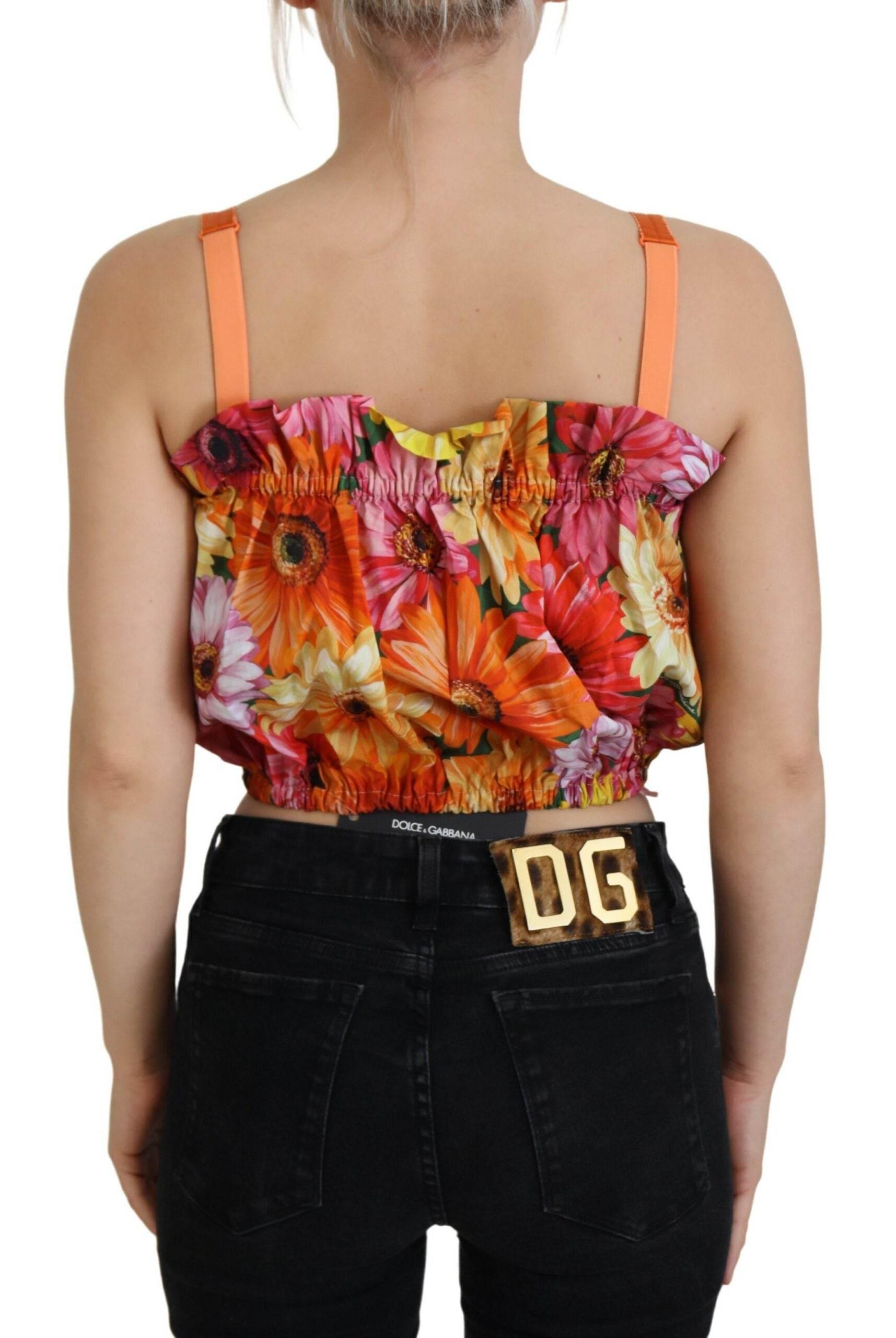 Dolce & Gabbana Blouse Cropped Floral Cotton Tank Top - Hilstor