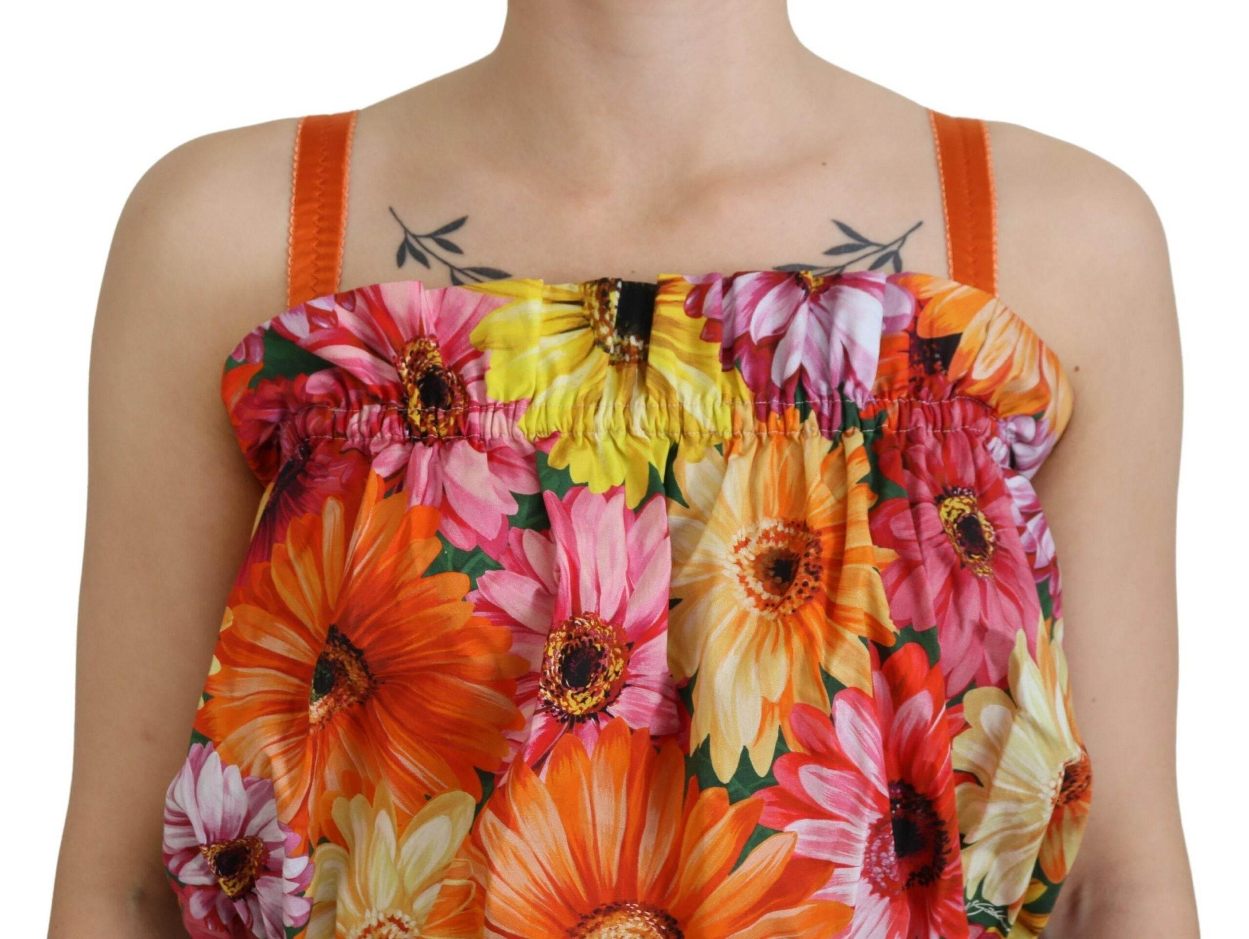 Dolce & Gabbana Blouse Cropped Floral Cotton Tank Top - Hilstor