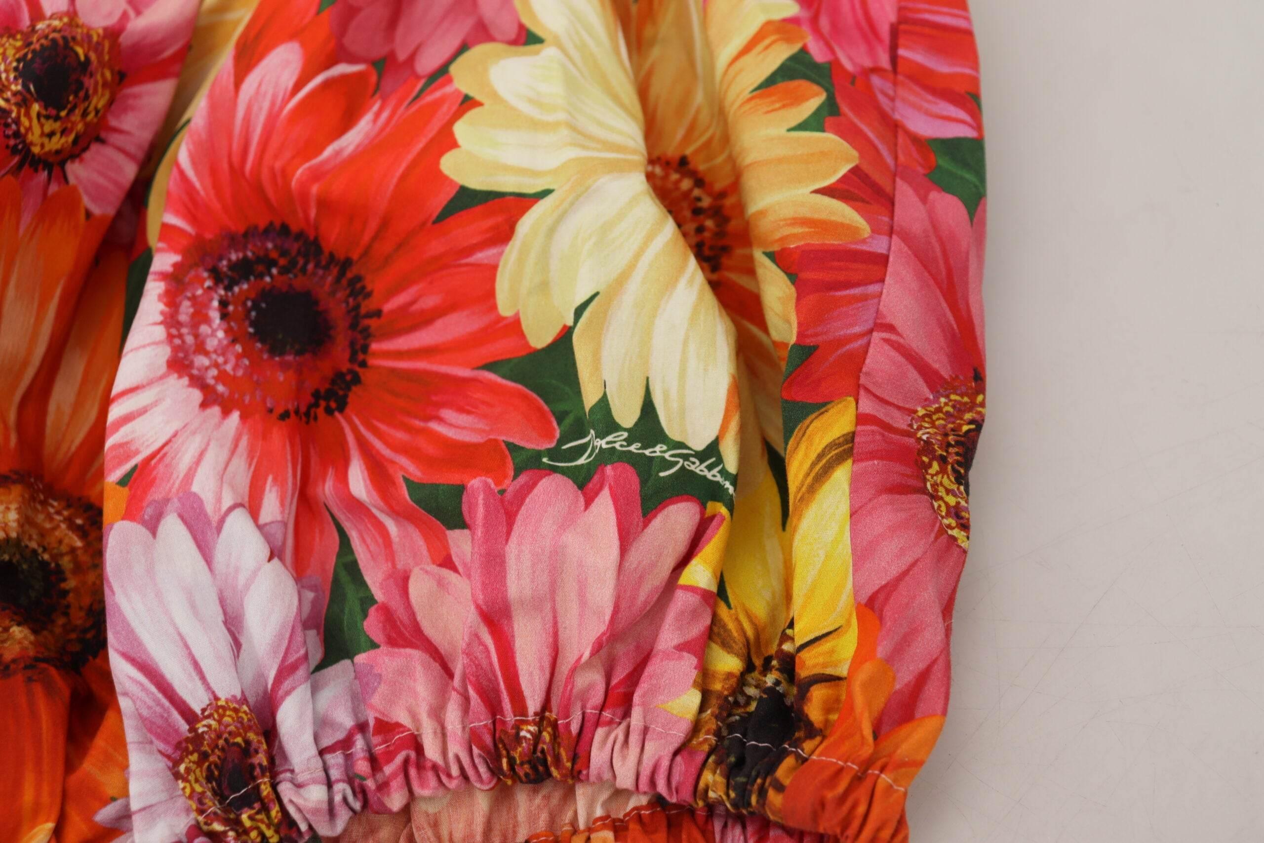 Dolce & Gabbana Blouse Cropped Floral Cotton Tank Top - Hilstor