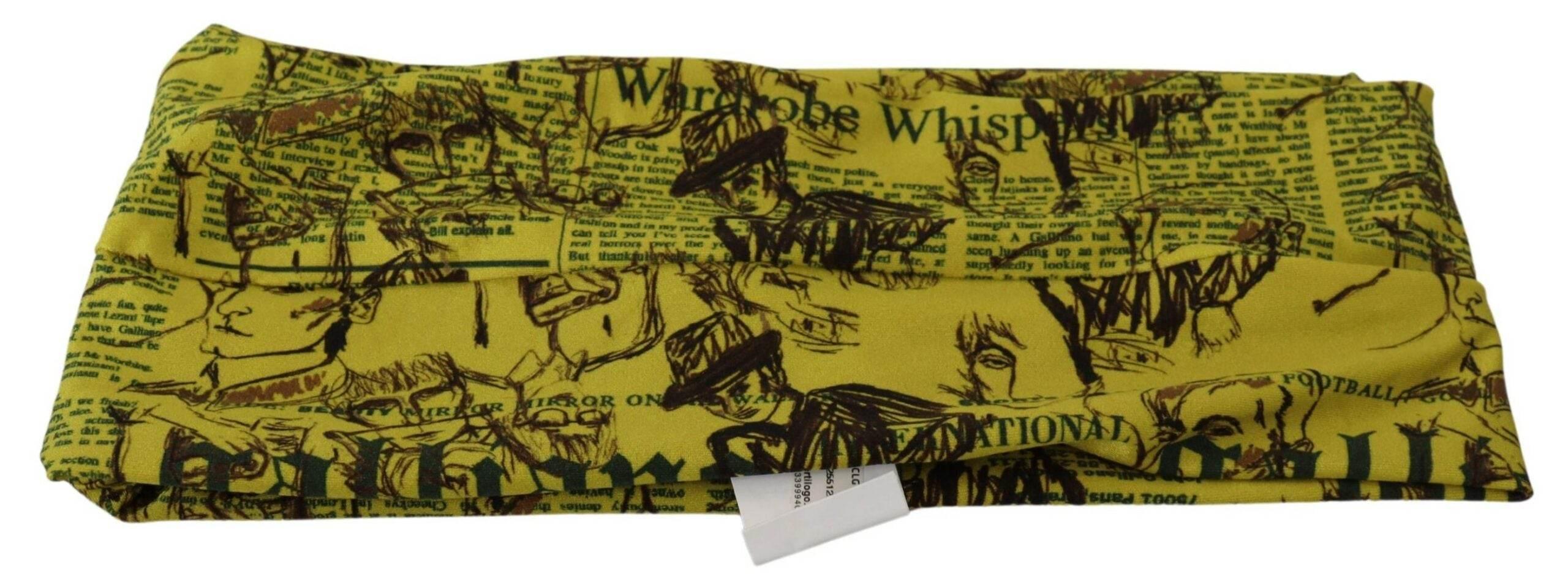 John Galliano Yellow Newspaper Print Cropped Blouse - Hilstor