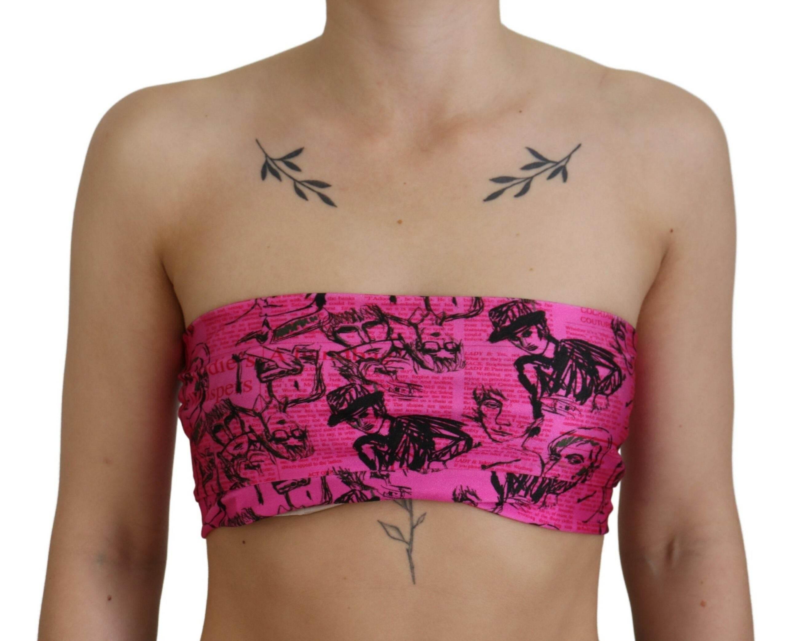 John Galliano Pink Newspaper Print Bra Cropped Blouse - Hilstor