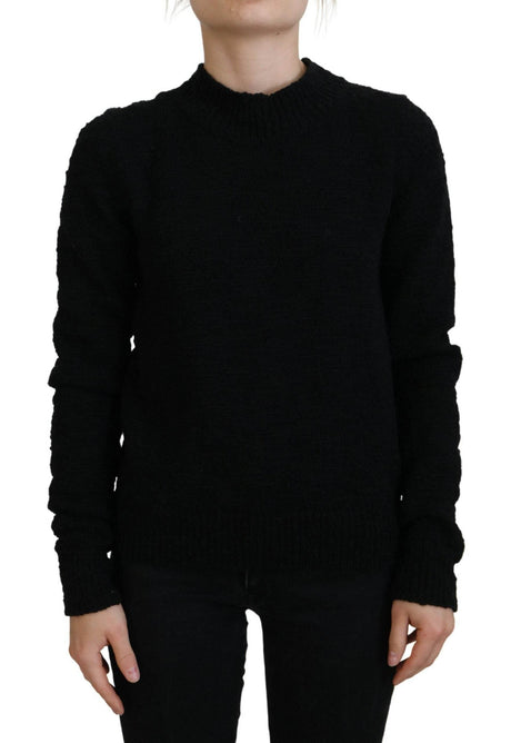 Dolce & Gabbana Black Wool Knit Crewneck Pullover Sweater - Hilstor