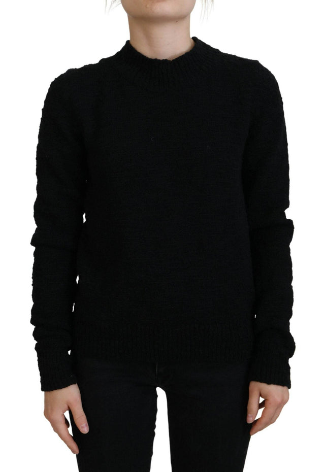 Dolce & Gabbana Black Wool Knit Crewneck Pullover Sweater - Hilstor