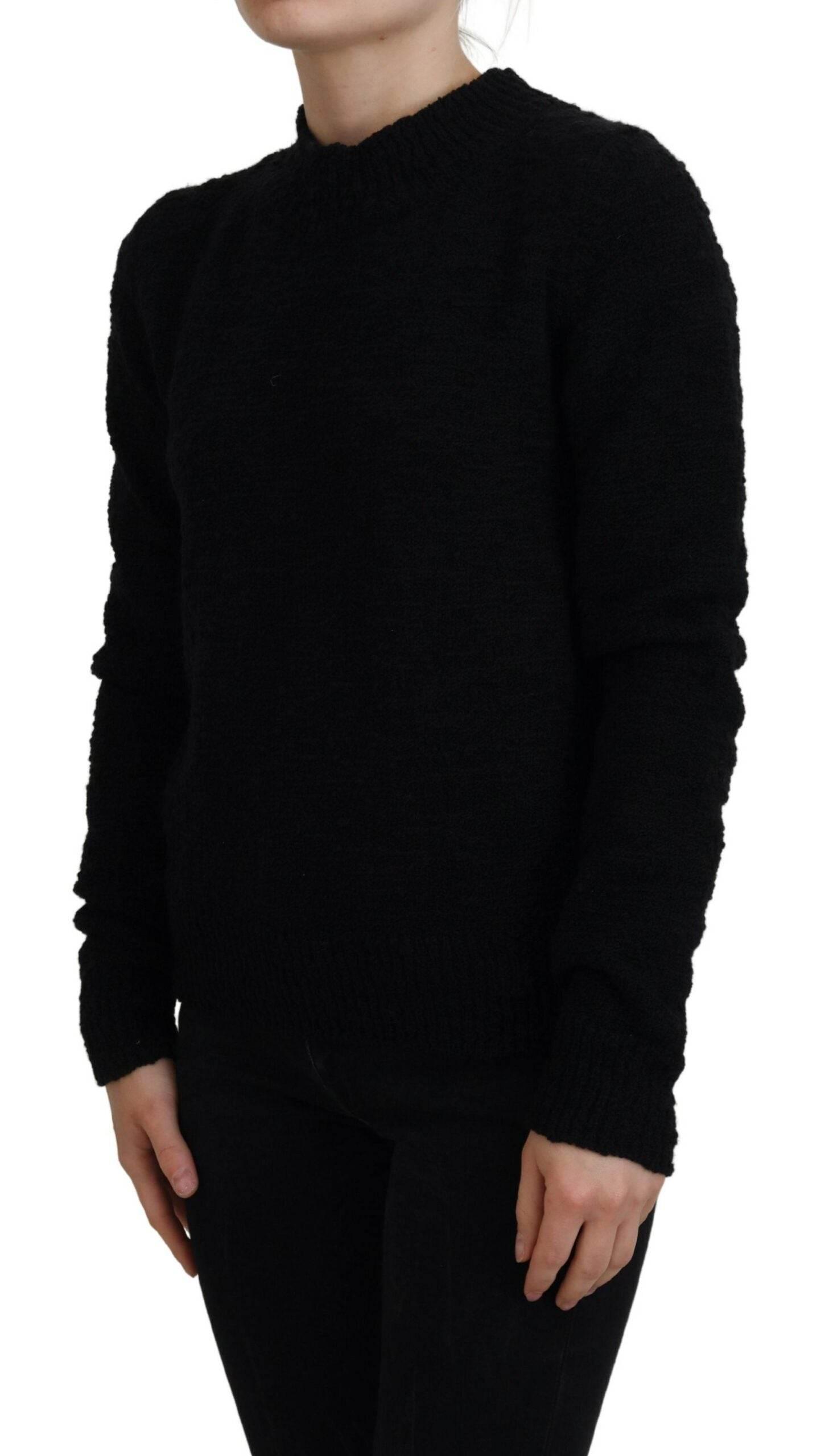 Dolce & Gabbana Black Wool Knit Crewneck Pullover Sweater - Hilstor
