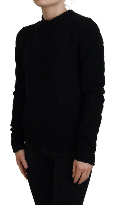 Dolce & Gabbana Black Wool Knit Crewneck Pullover Sweater - Hilstor