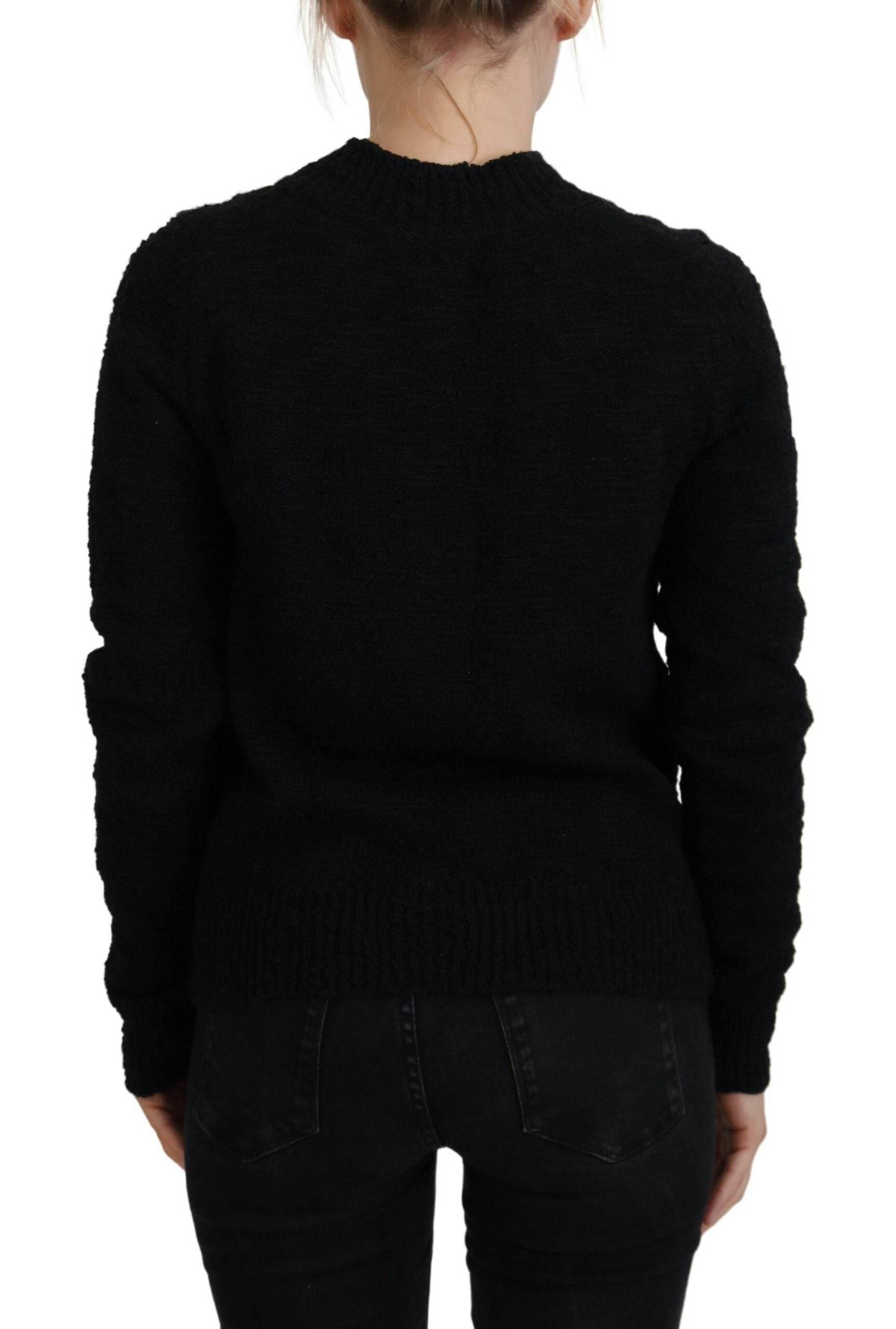 Dolce & Gabbana Black Wool Knit Crewneck Pullover Sweater - Hilstor