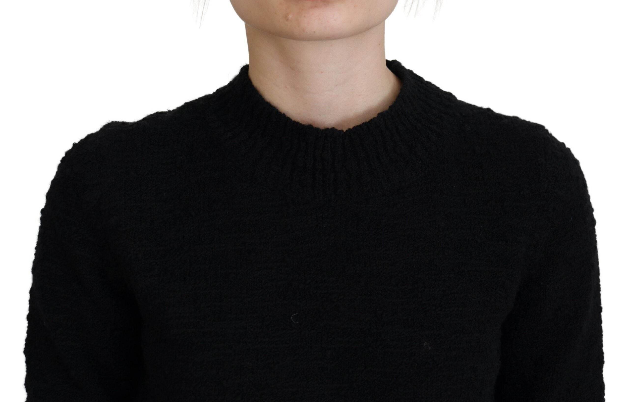Dolce & Gabbana Black Wool Knit Crewneck Pullover Sweater - Hilstor