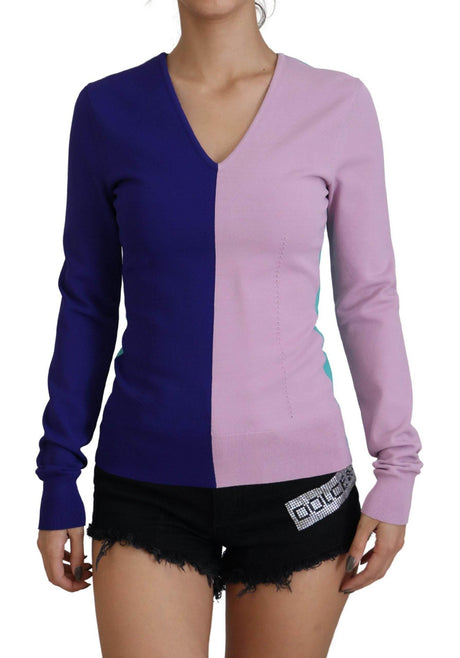Dolce & Gabbana Chic Multicolor V-Neck Pullover Sweater - Hilstor