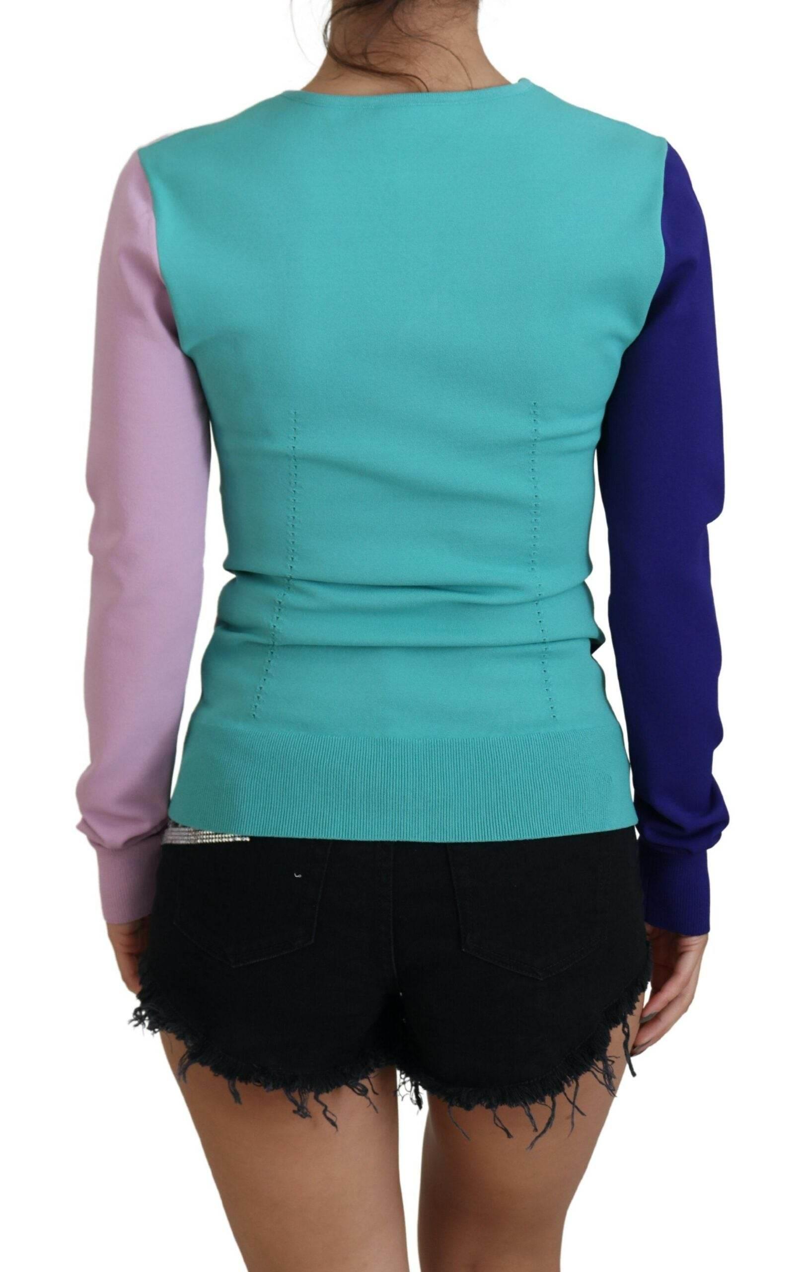 Dolce & Gabbana Chic Multicolor V-Neck Pullover Sweater - Hilstor