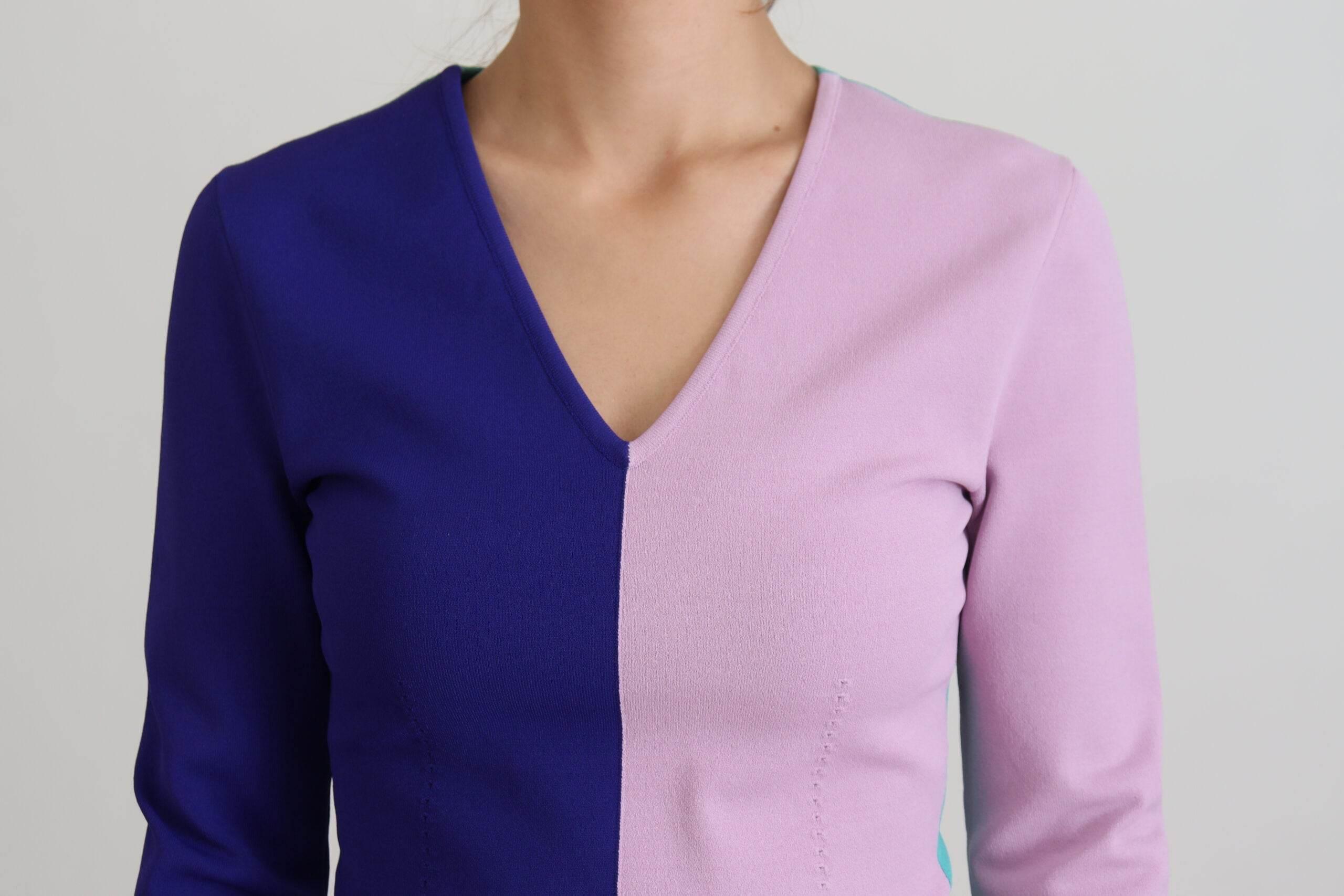 Dolce & Gabbana Chic Multicolor V-Neck Pullover Sweater - Hilstor