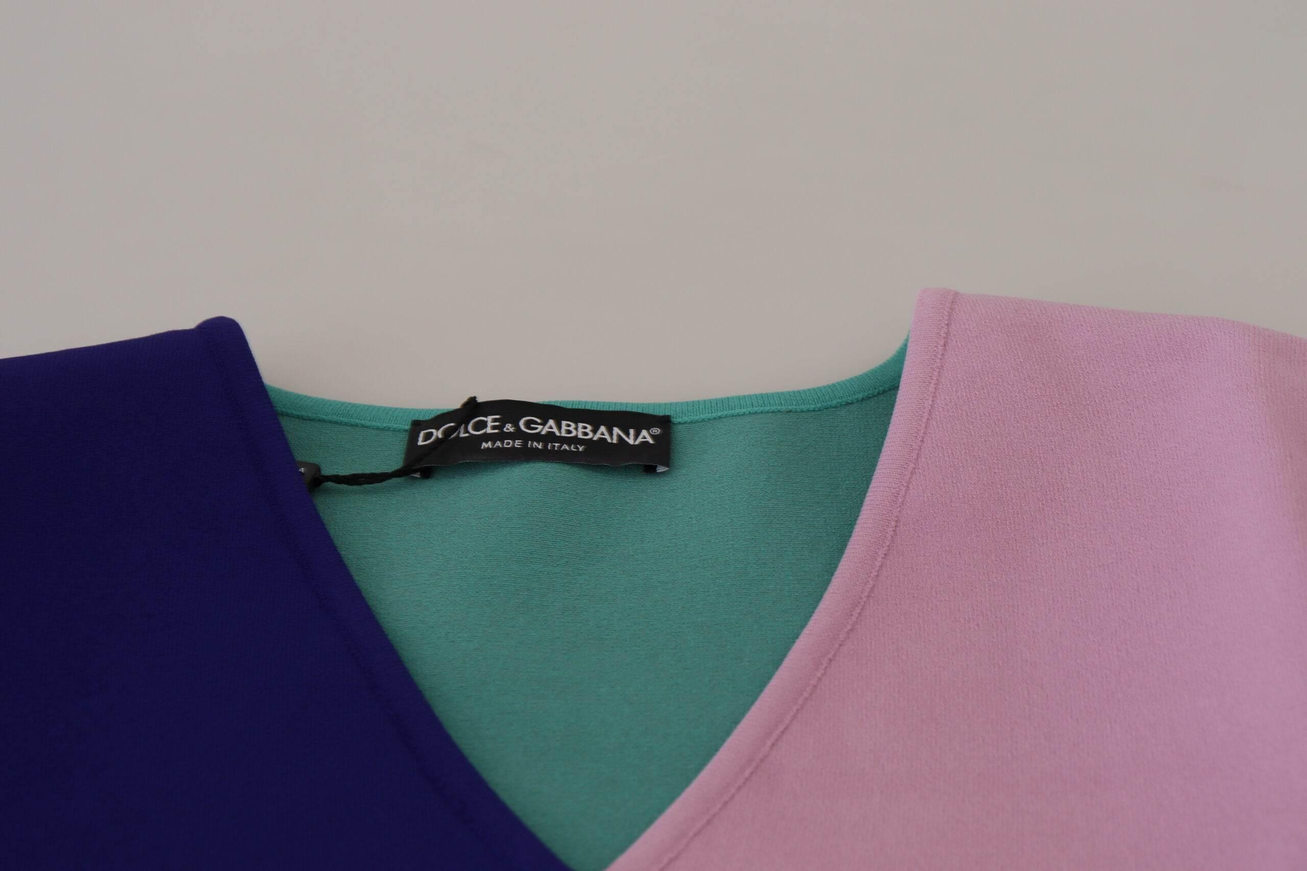 Dolce & Gabbana Chic Multicolor V-Neck Pullover Sweater - Hilstor