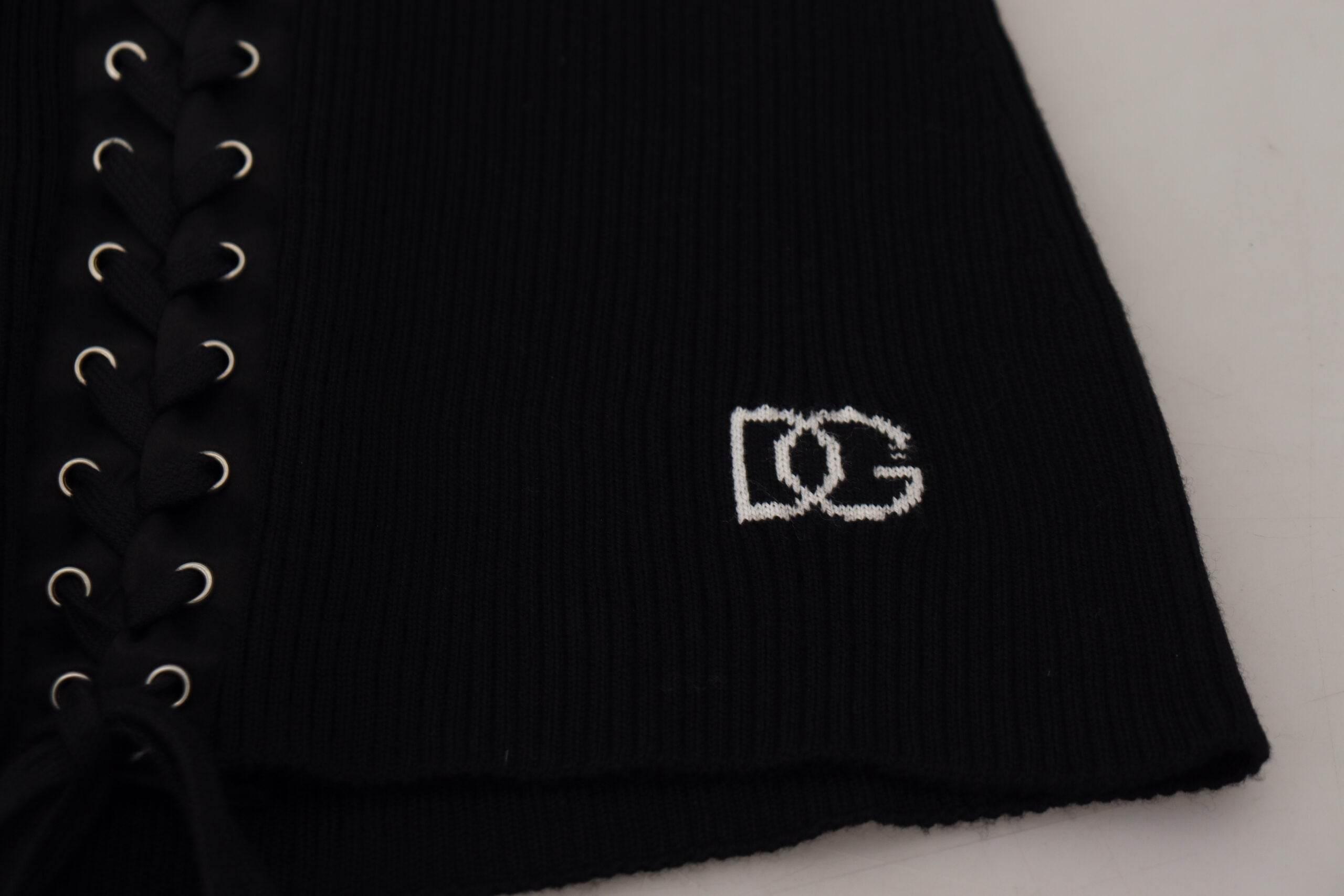 Dolce & Gabbana Black Wool Knitted Tie Up Slim Fit Sweater - Hilstor