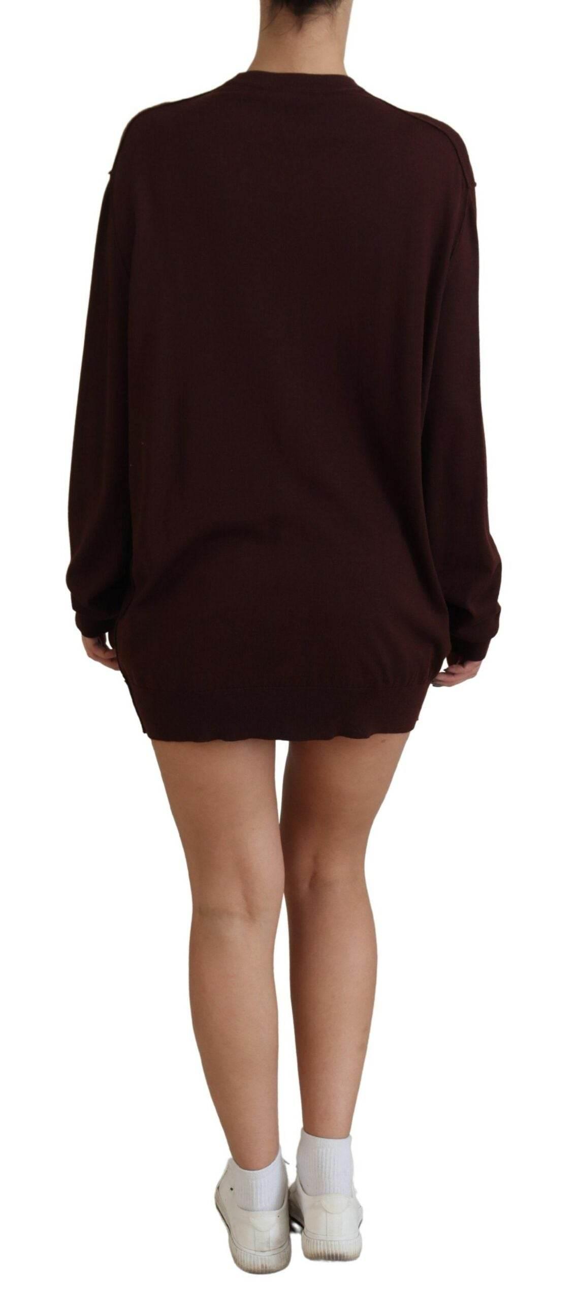 Dolce & Gabbana Maroon Wool Knit Deep V-neck Cardigan Sweater - Hilstor