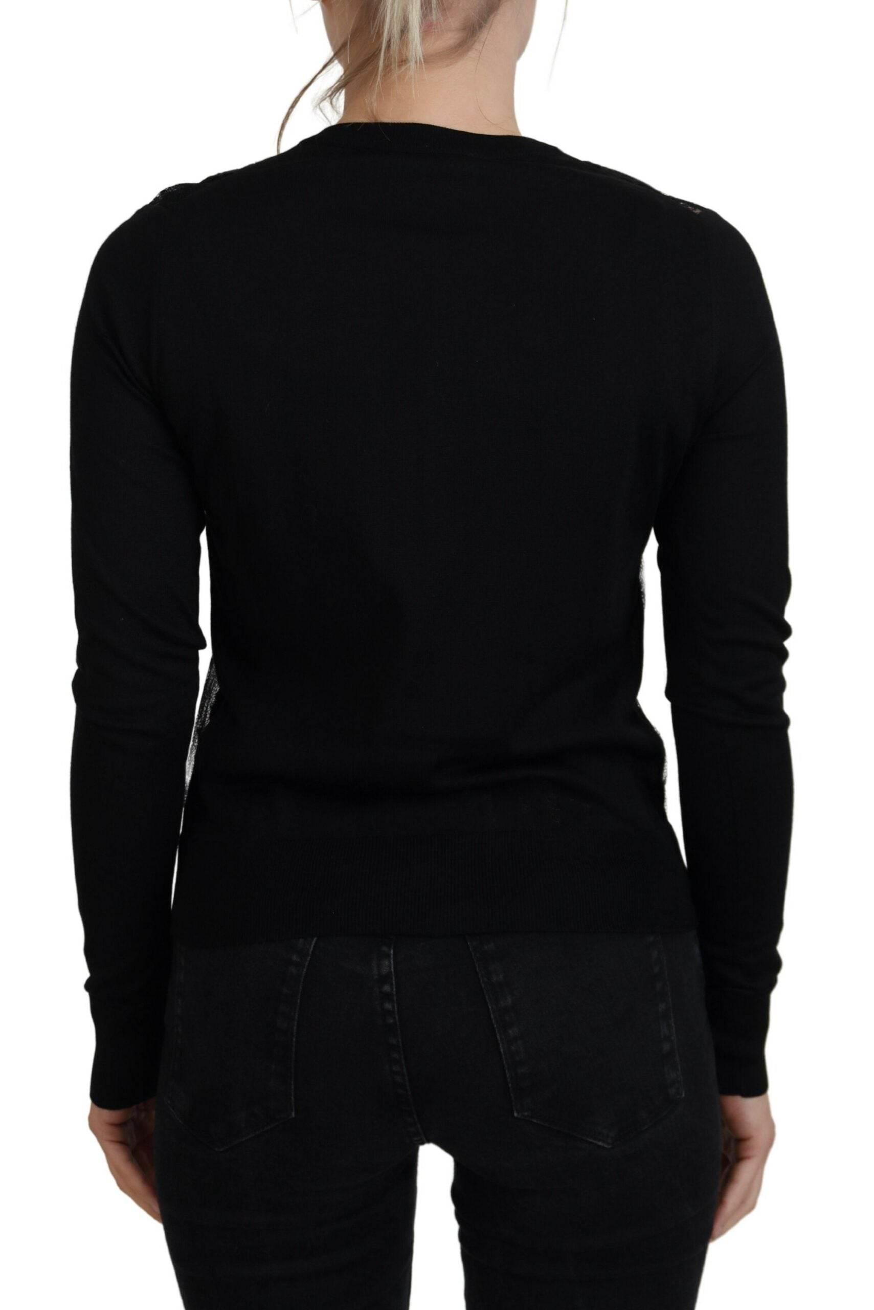 Dolce & Gabbana Black Floral Lace Button Cardigan Sweater - Hilstor