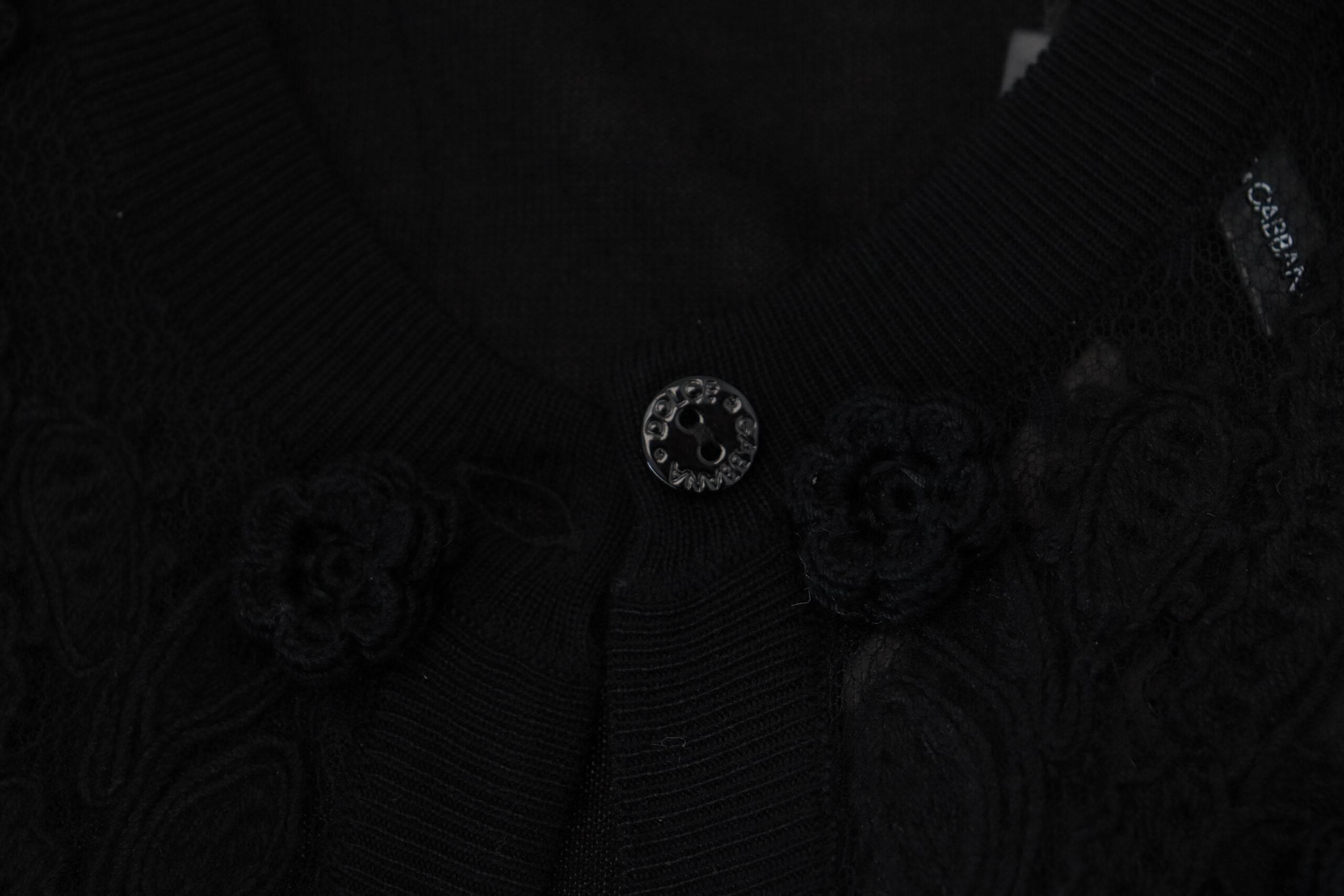 Dolce & Gabbana Black Floral Lace Button Cardigan Sweater - Hilstor