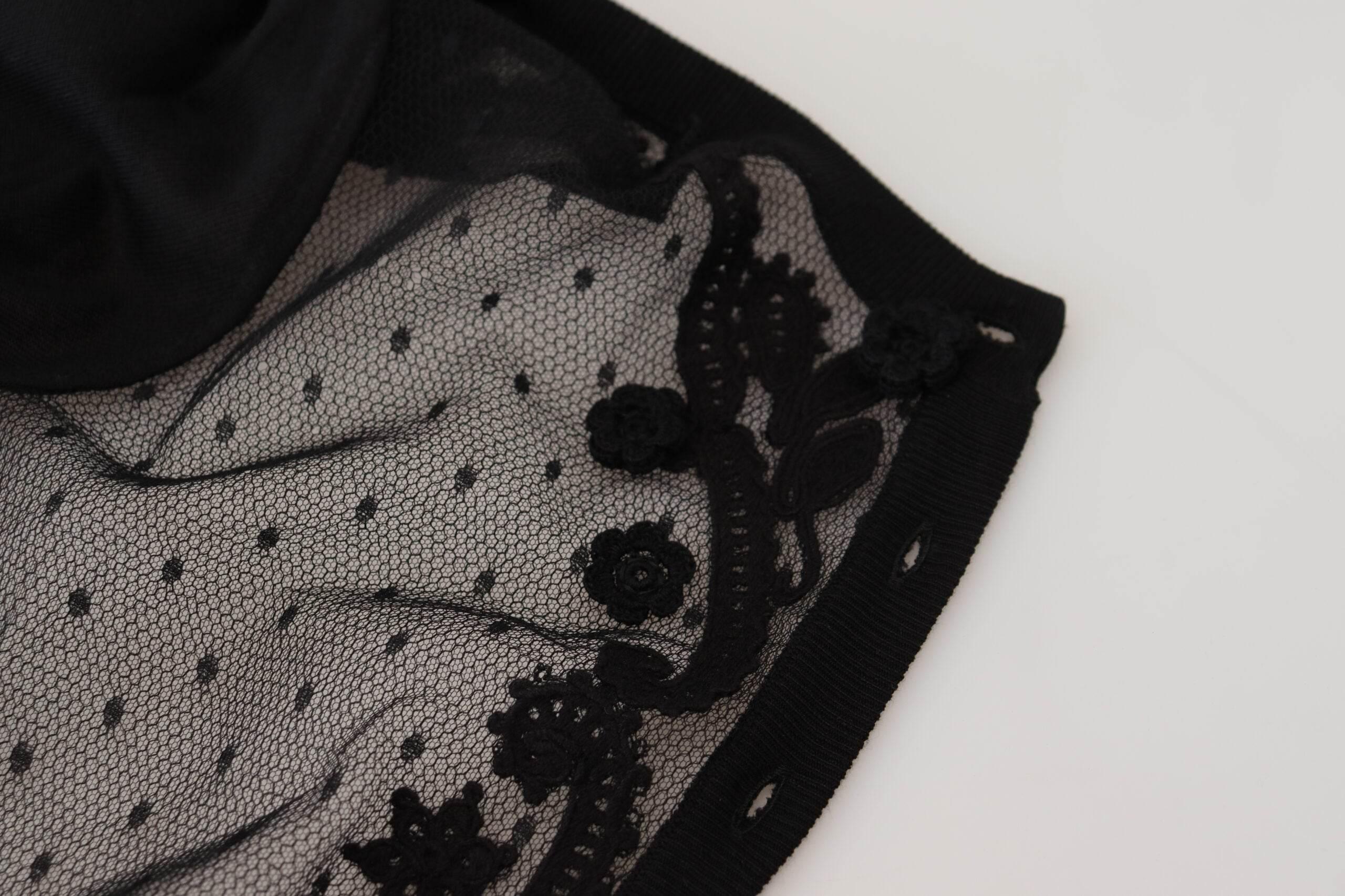 Dolce & Gabbana Black Floral Lace Button Cardigan Sweater - Hilstor