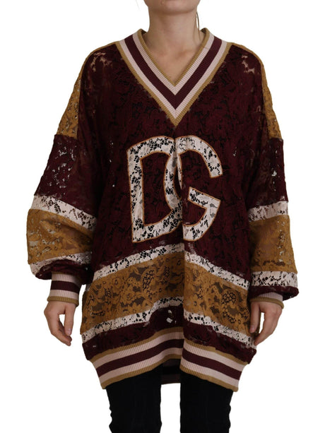Dolce & Gabbana Multicolor V-Neck Pullover Sweater - Hilstor